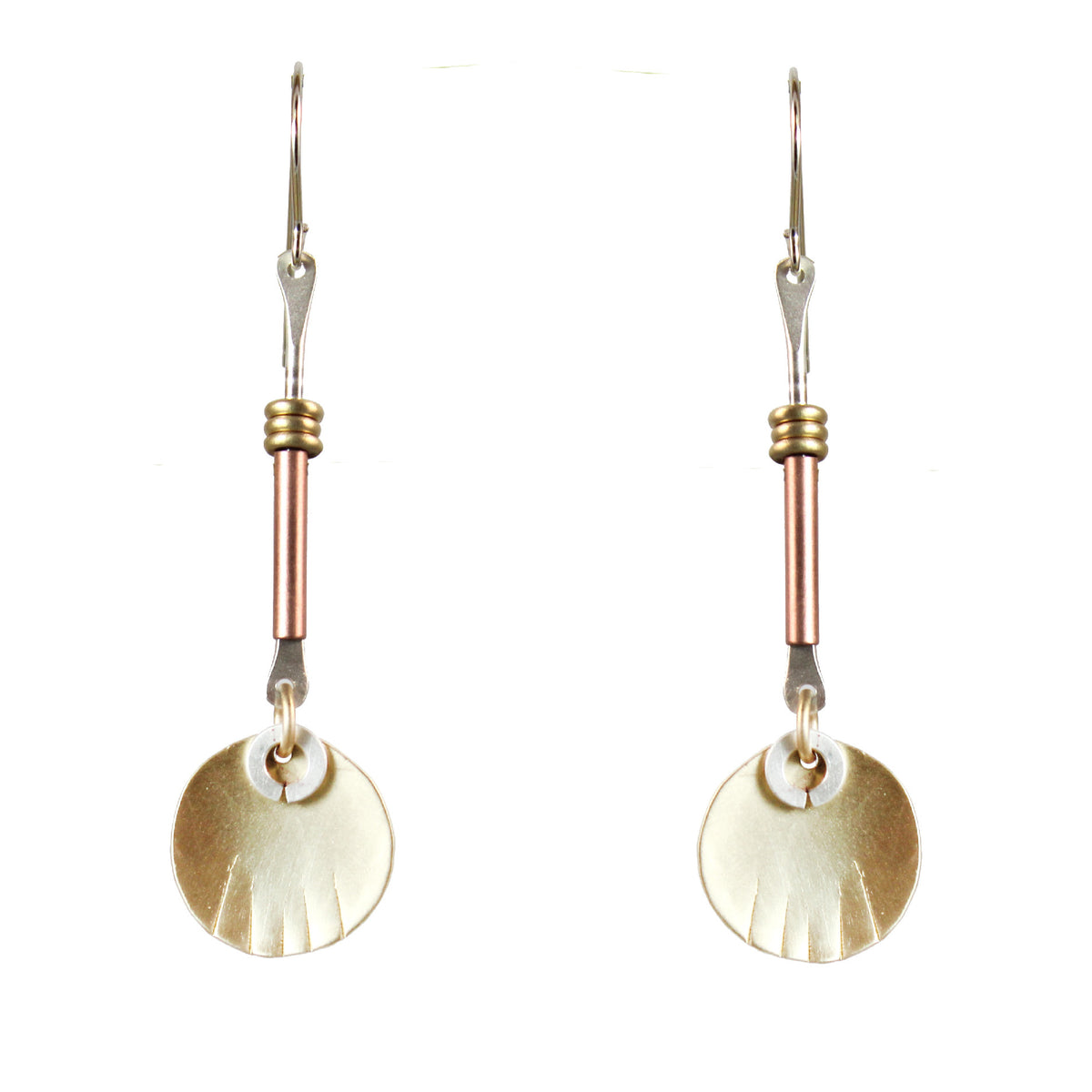 Markings Earrings Global Beginnings Brass and Sterling - Whitney Designs Ltd