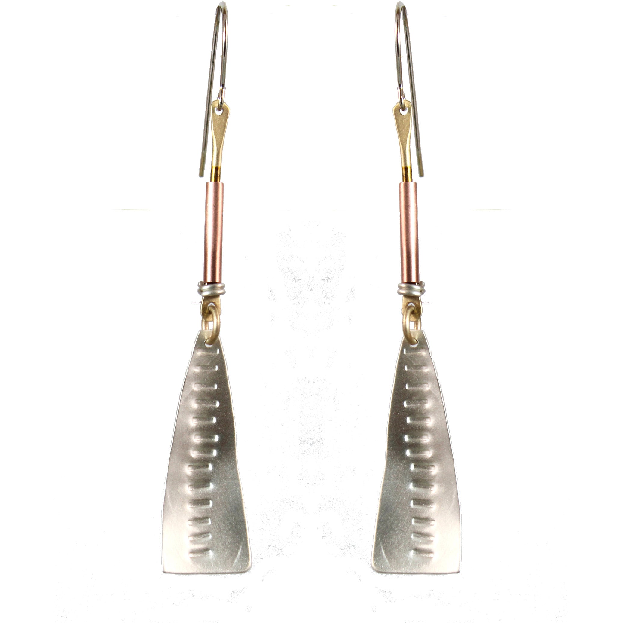 Sterling and Brass Markings Earrings Tribal Shields - Whitney Designs Ltd