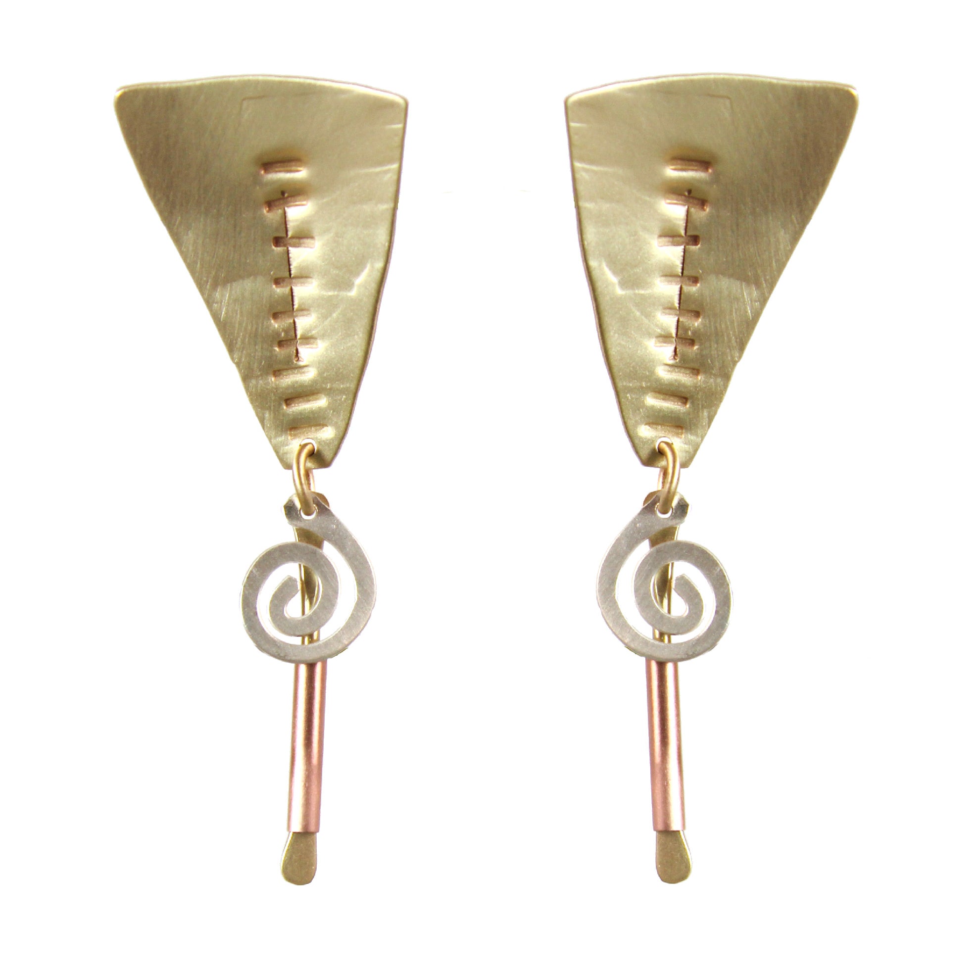 Sterling Markings Earrings with Spirals and Brass - Whitney Designs Ltd