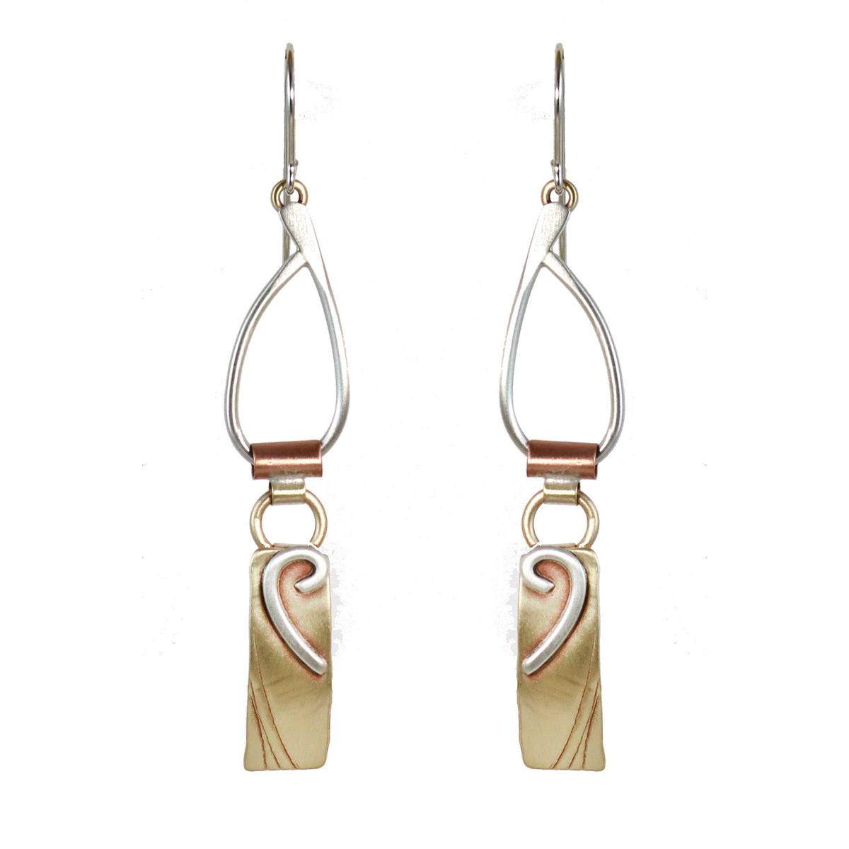 .Jumping Through Hoops Sterling Silver & Brass Earrings - Whitney Designs Ltd
