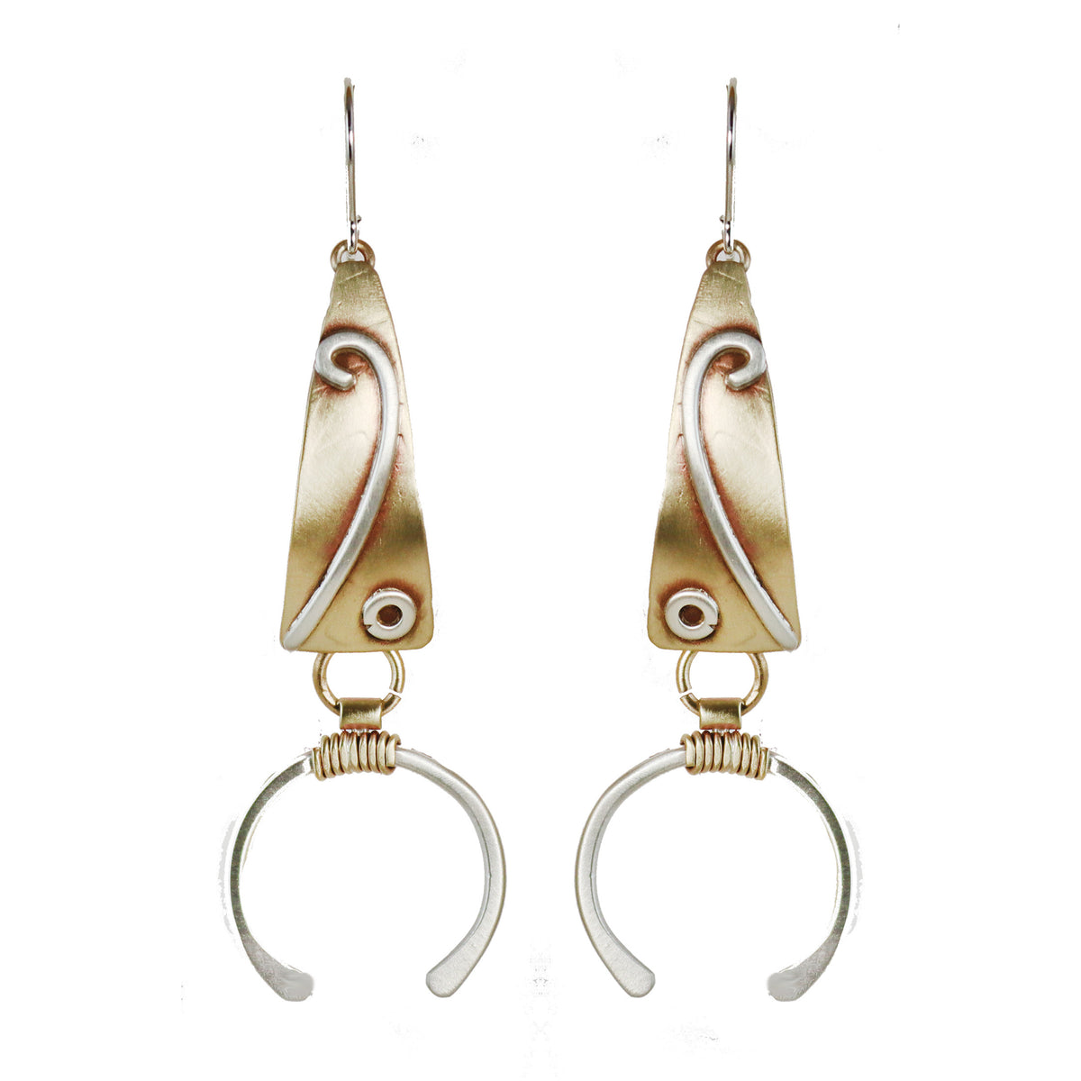 .Jumping Through Hoops Sterling Silver & Brass Earrings - Whitney Designs Ltd