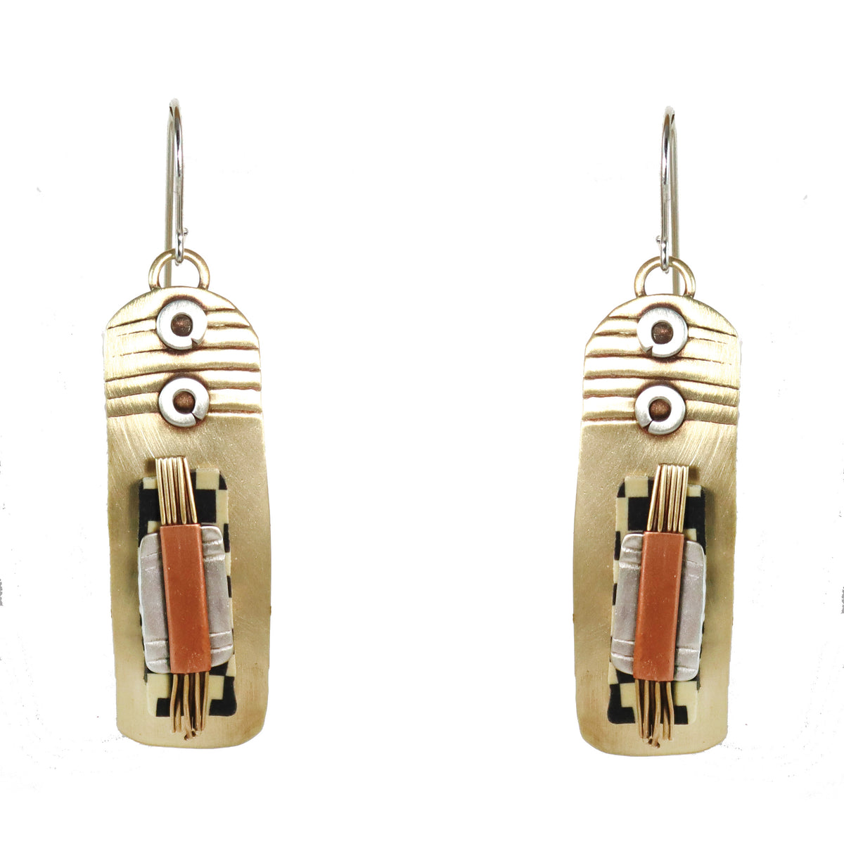 Tapestry Earrings Sterling Silver, Brass, & Polymer - Whitney Designs Ltd