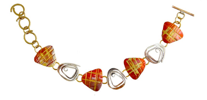 Links of Sterling and Fused Copper Bracelet - Whitney Designs Ltd