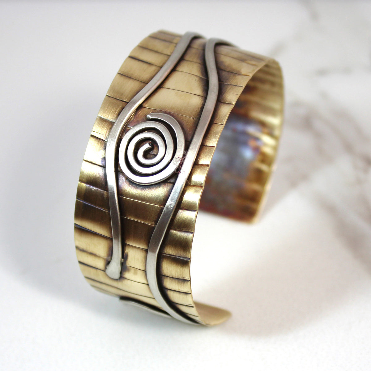 Greek Sea Motif Cuff Bracelet Nickel Silver and Brass - Whitney Designs Ltd