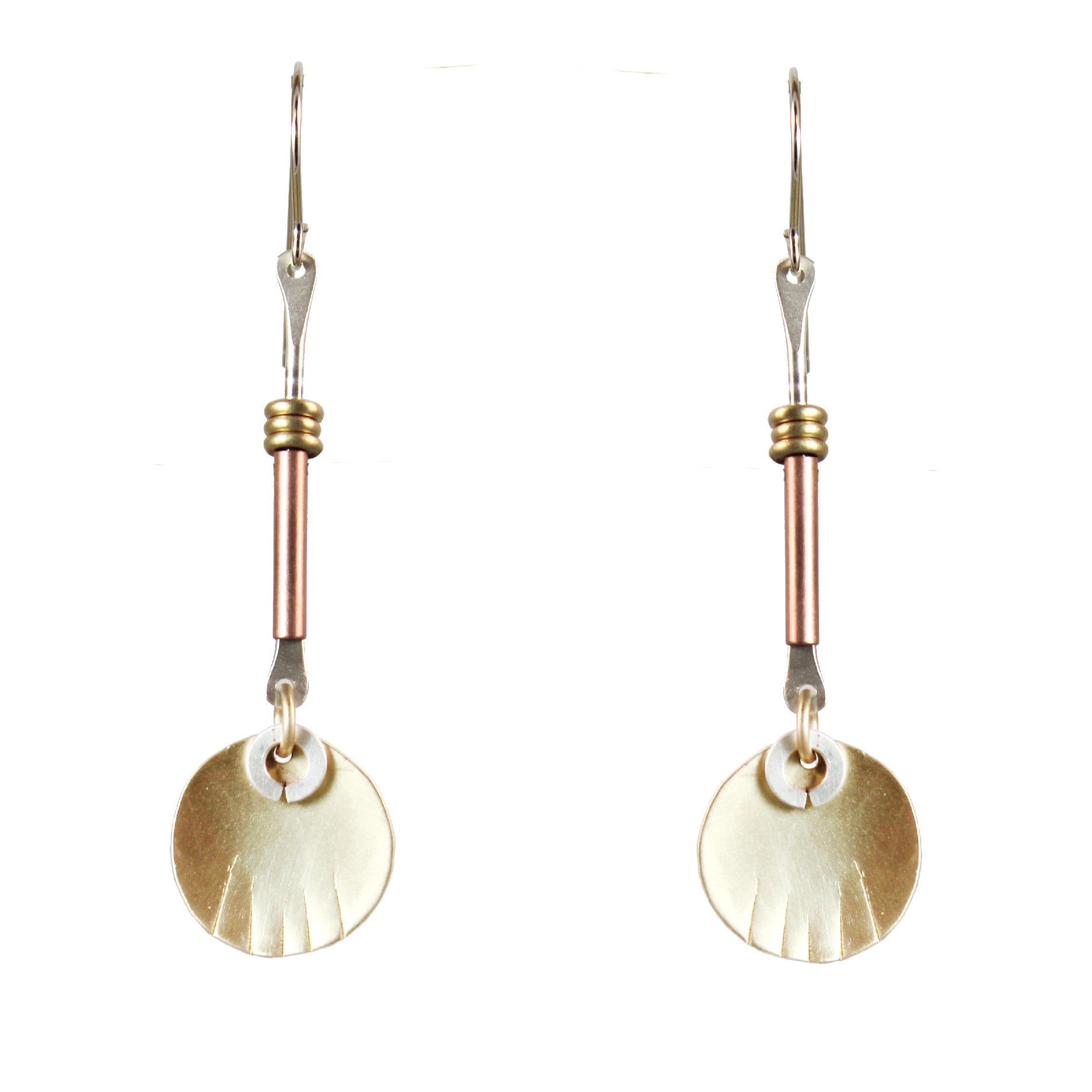 Markings Earrings Global Beginnings Brass and Sterling - Whitney Designs Ltd