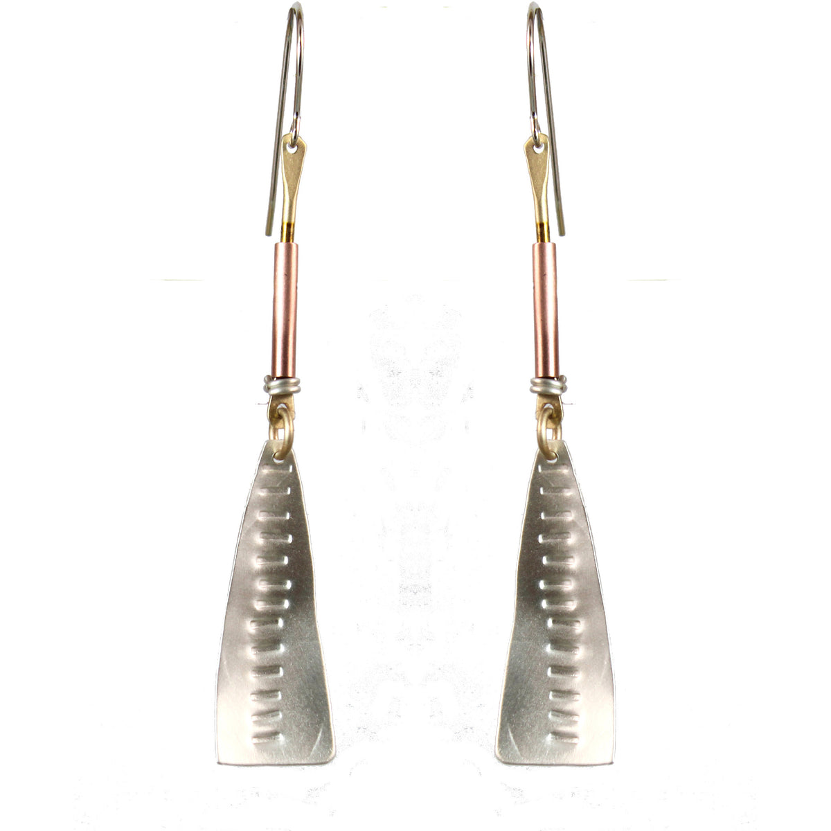 Sterling and Brass Markings Earrings Tribal Shields - Whitney Designs Ltd