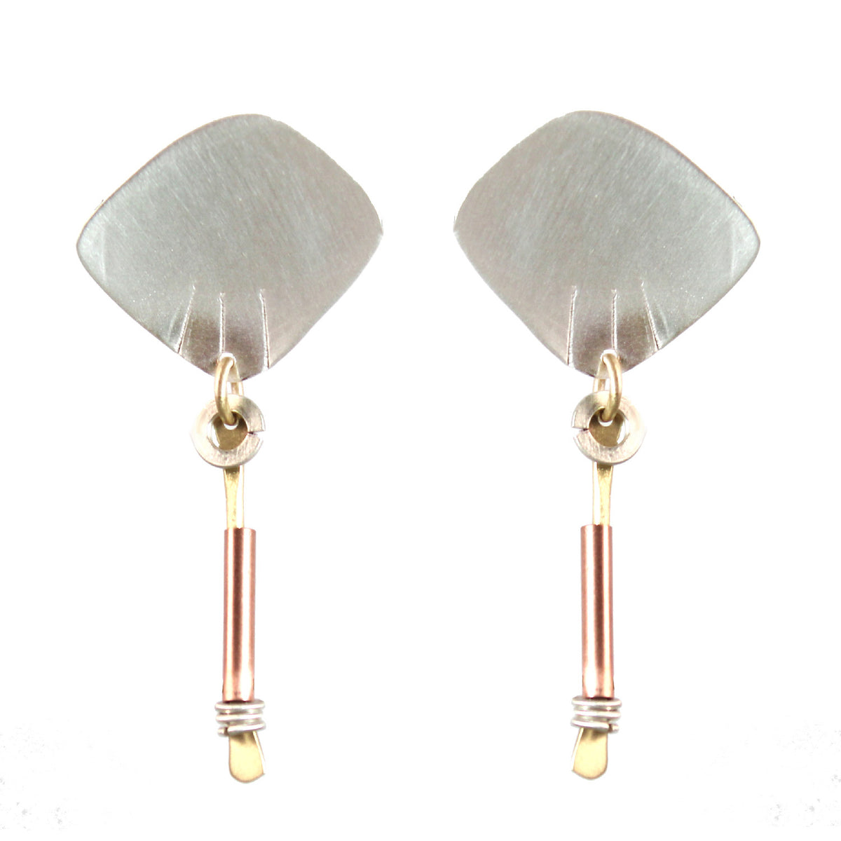 Tribal Dangle Markings Earrings Sterling Handmade - Whitney Designs Ltd