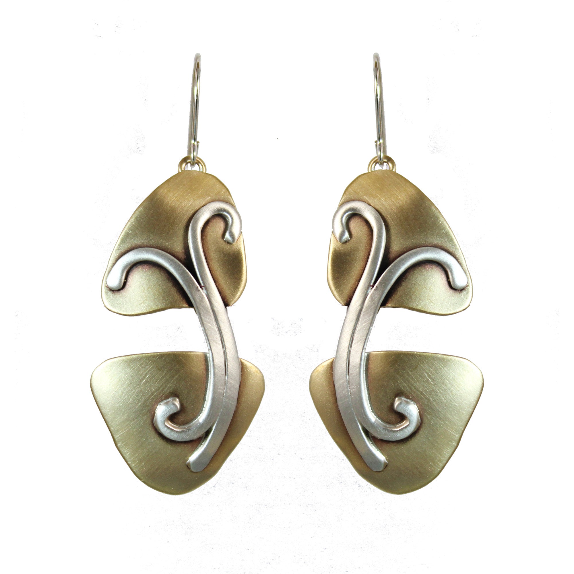 Organic Garden Party Earrings Brass and Sterling