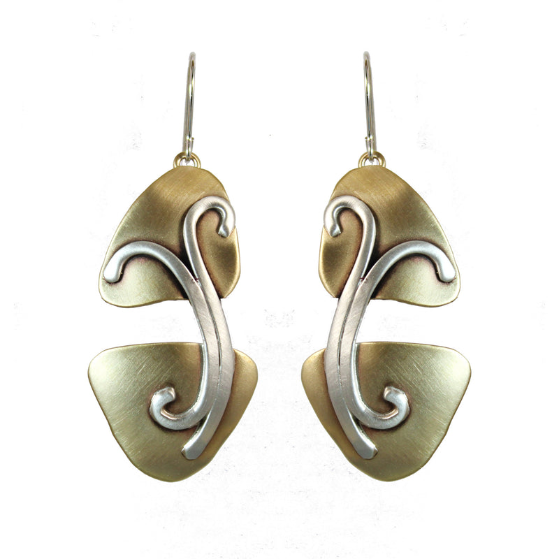 Organic Garden Party Earrings Brass and Sterling