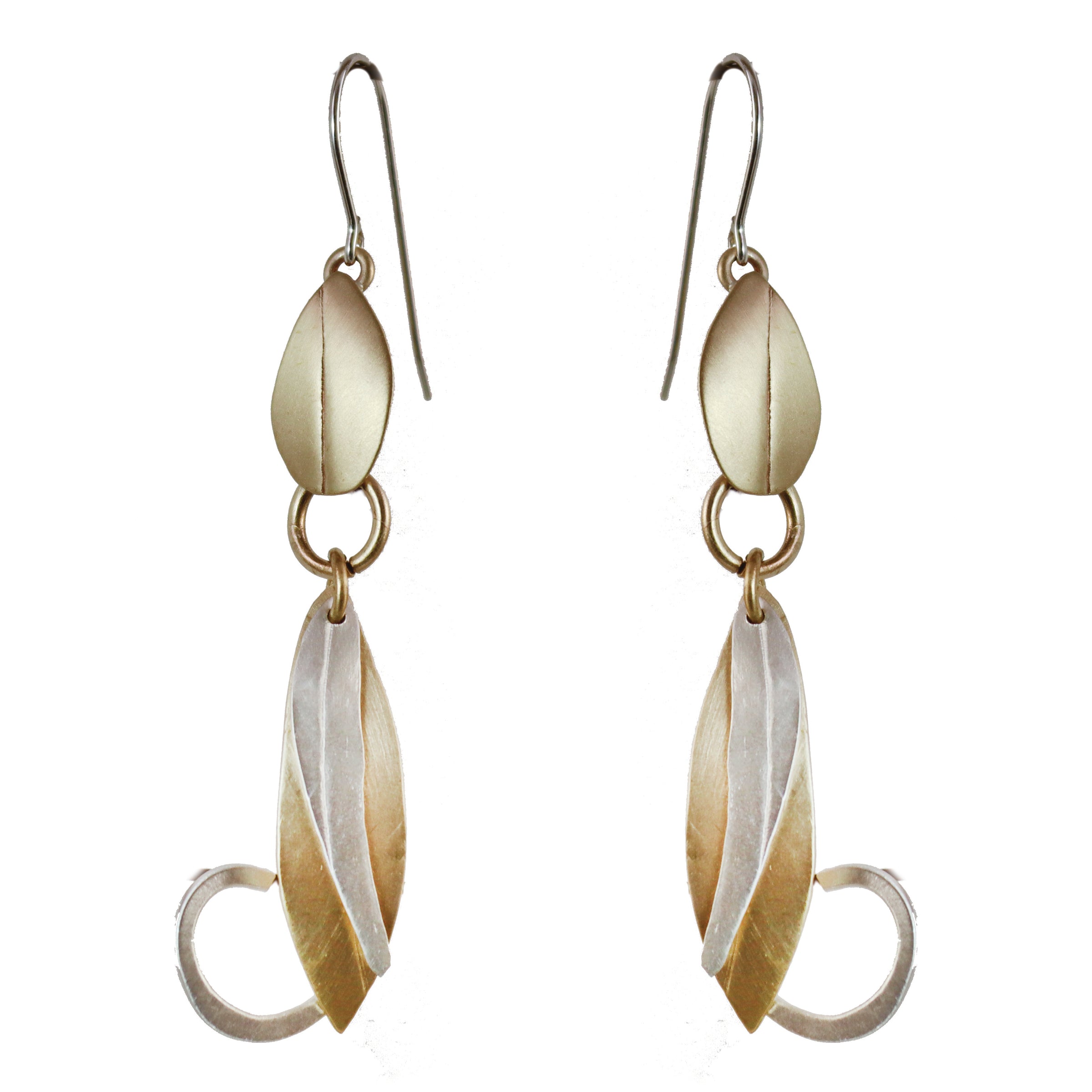 Garden Party Earrings Handmade in USA Sterling and Brass