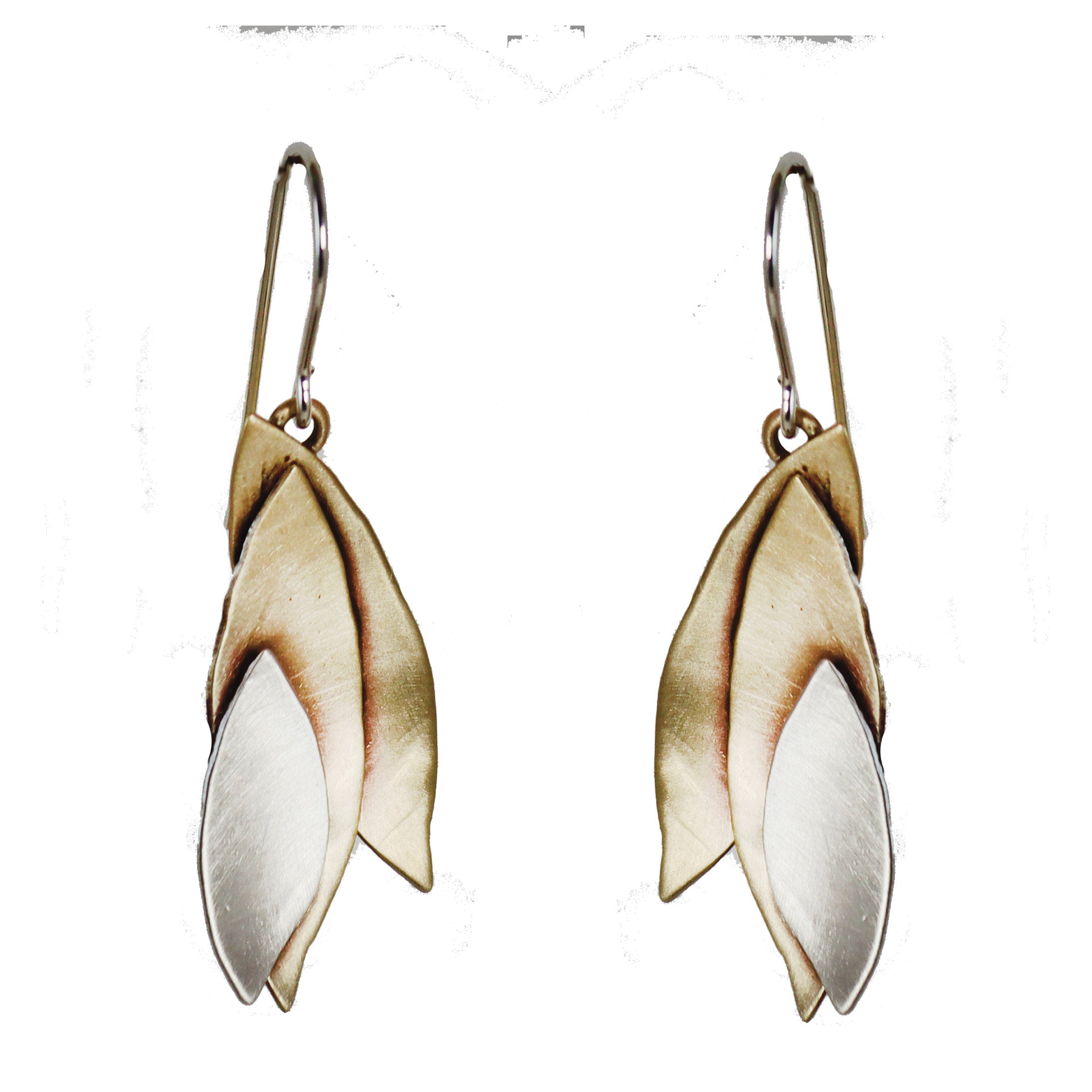 Deco  Brass and Sterling Silver Earrings