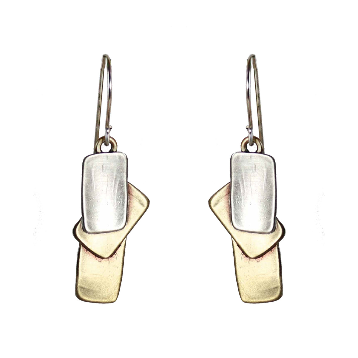 .Deco Sterling Silver & Brass Earrings - Whitney Designs Ltd
