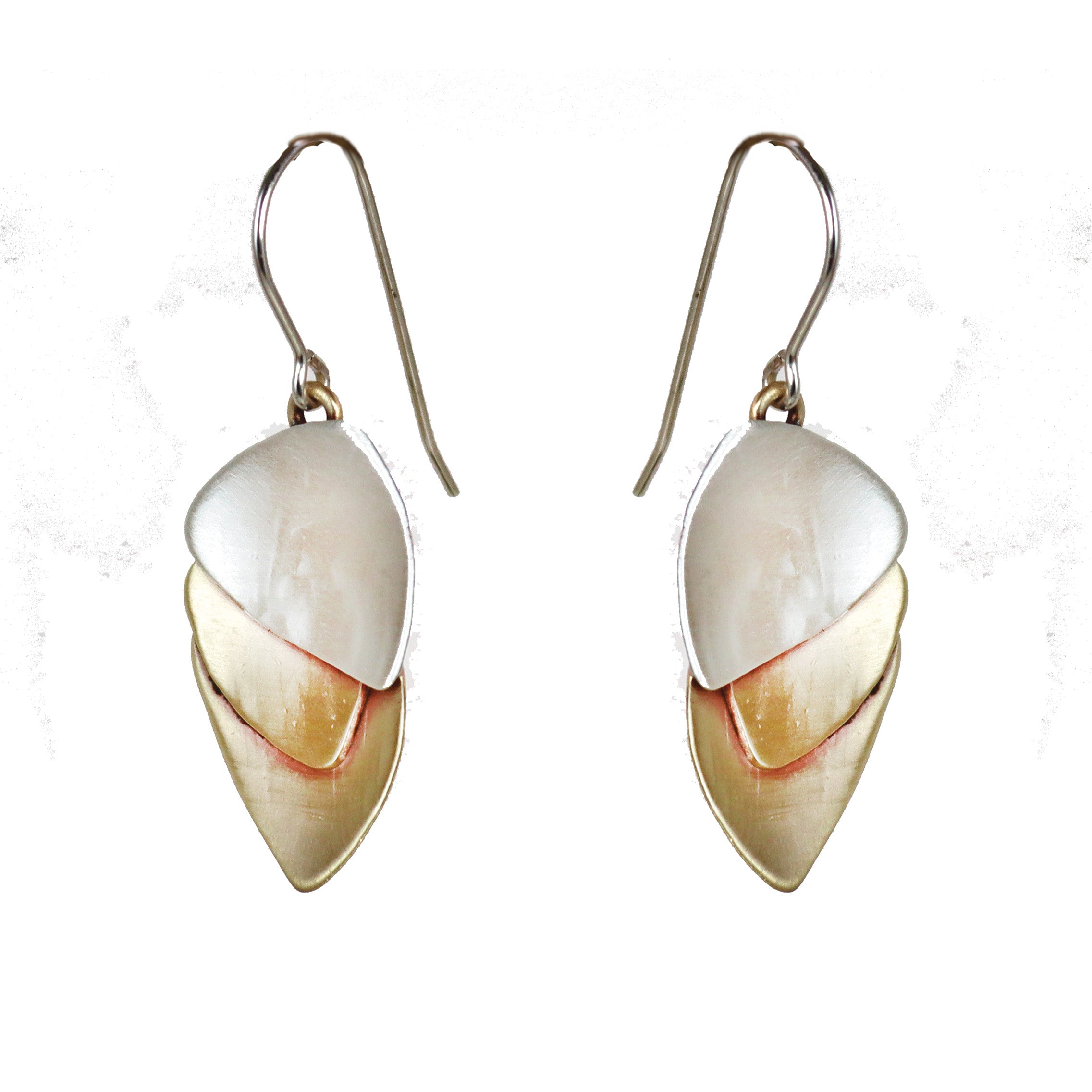 Deco  Brass and Sterling Silver Earrings