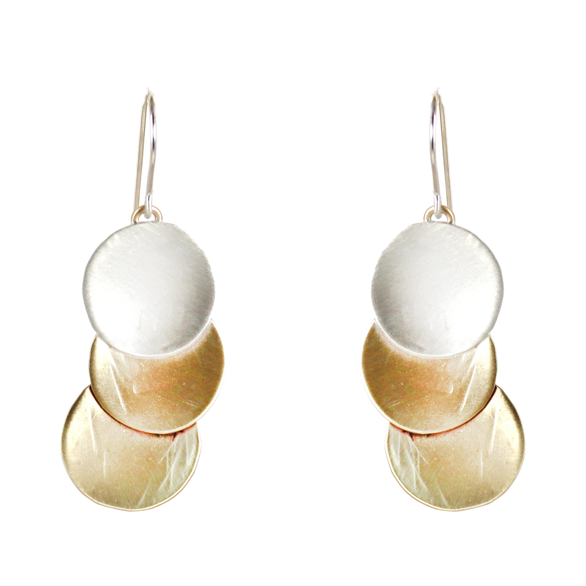Deco  Brass and Sterling Silver Earrings