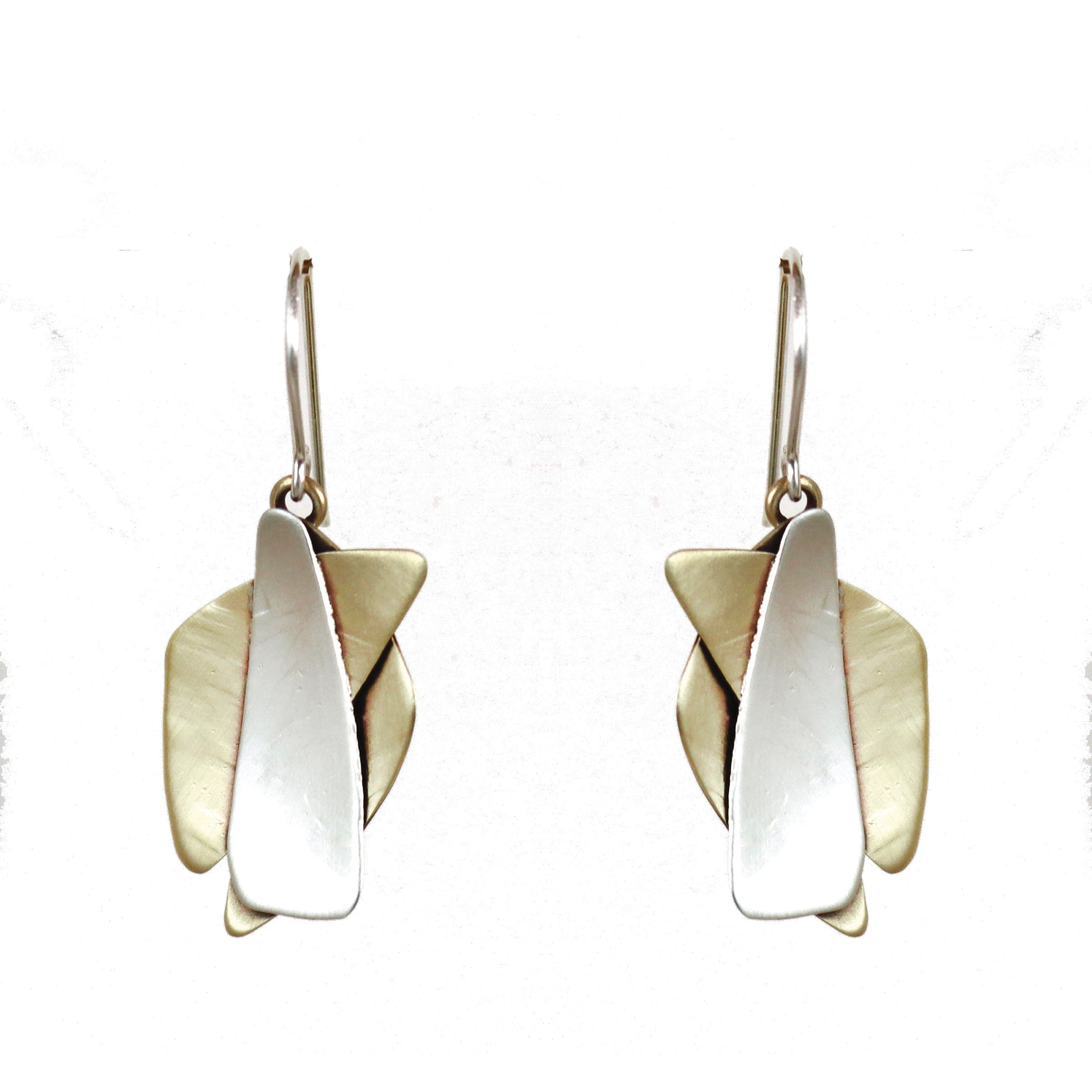 Deco  Brass and Sterling Silver Earrings