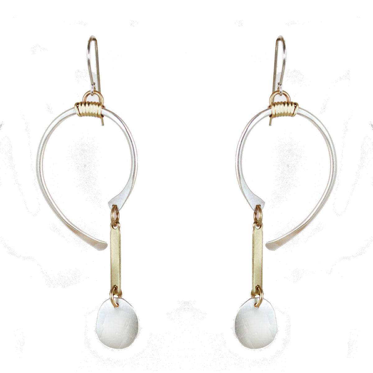 .Jumping Through Hoops Sterling Silver & Brass Earrings - Whitney Designs Ltd