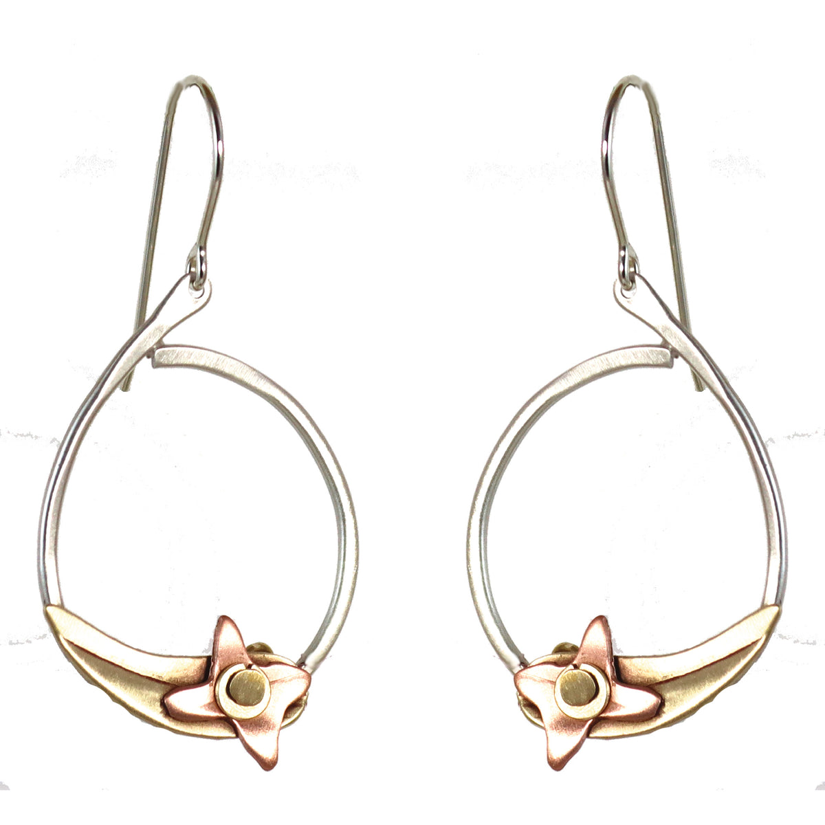 .Jumping Through Hoops Sterling Silver & Brass Earrings - Whitney Designs Ltd
