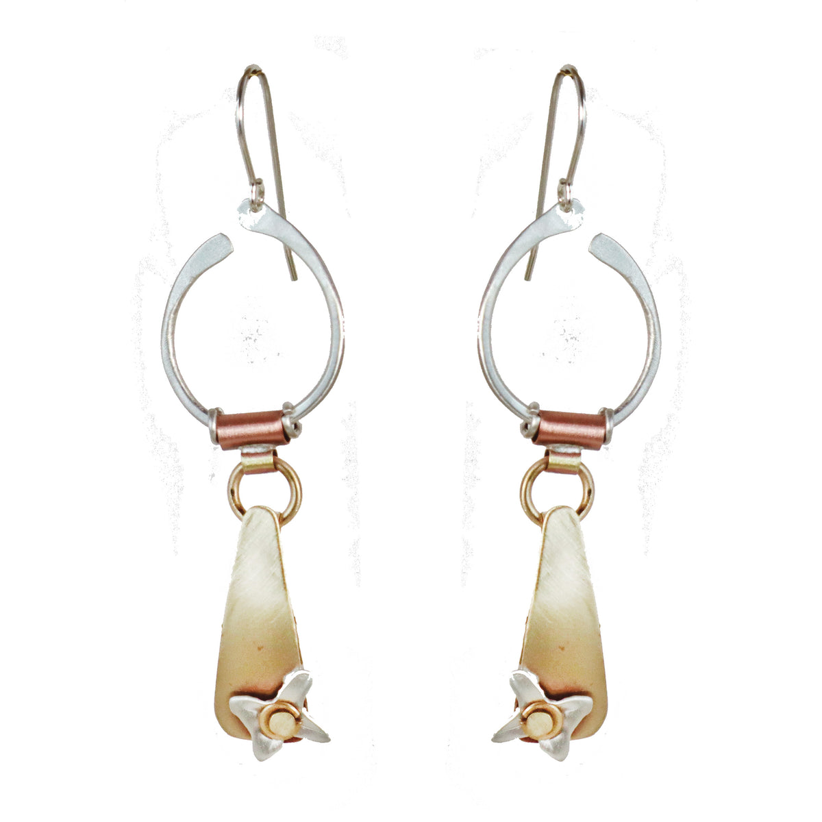 .Jumping Through Hoops Sterling Silver & Brass Earrings - Whitney Designs Ltd