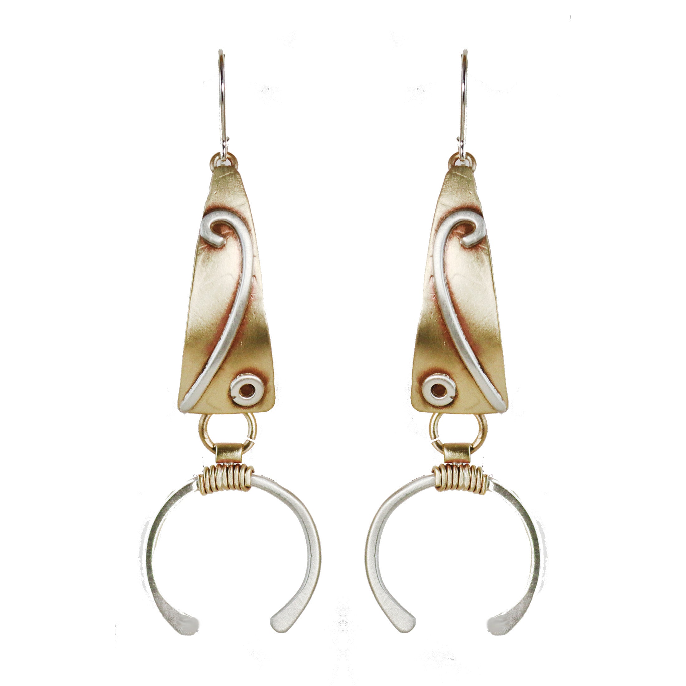 Jumping Through Hoops Sterling Silver & Brass Earrings