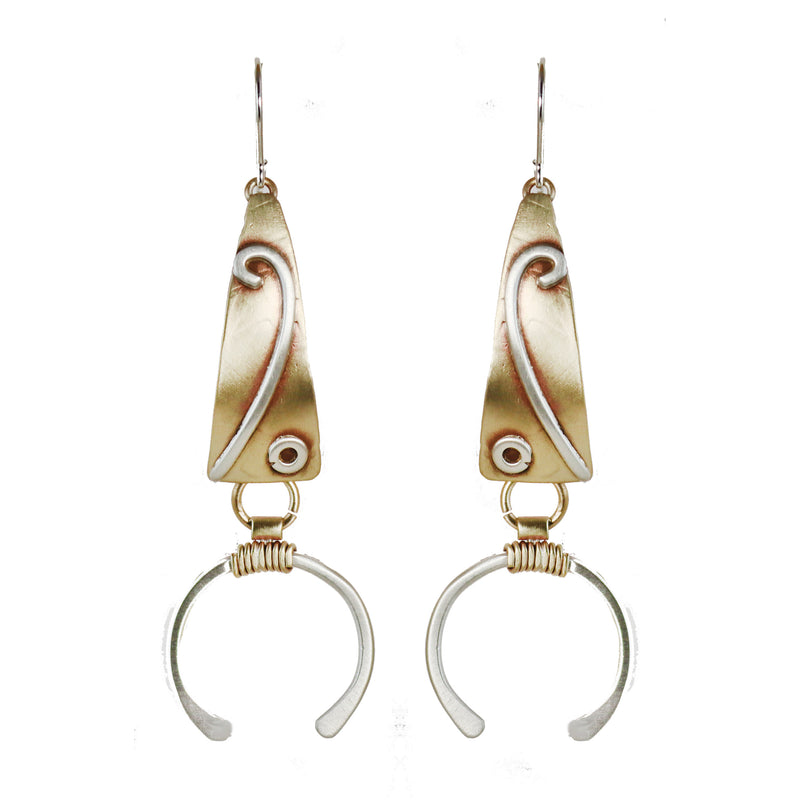 Jumping Through Hoops Sterling Silver & Brass Earrings