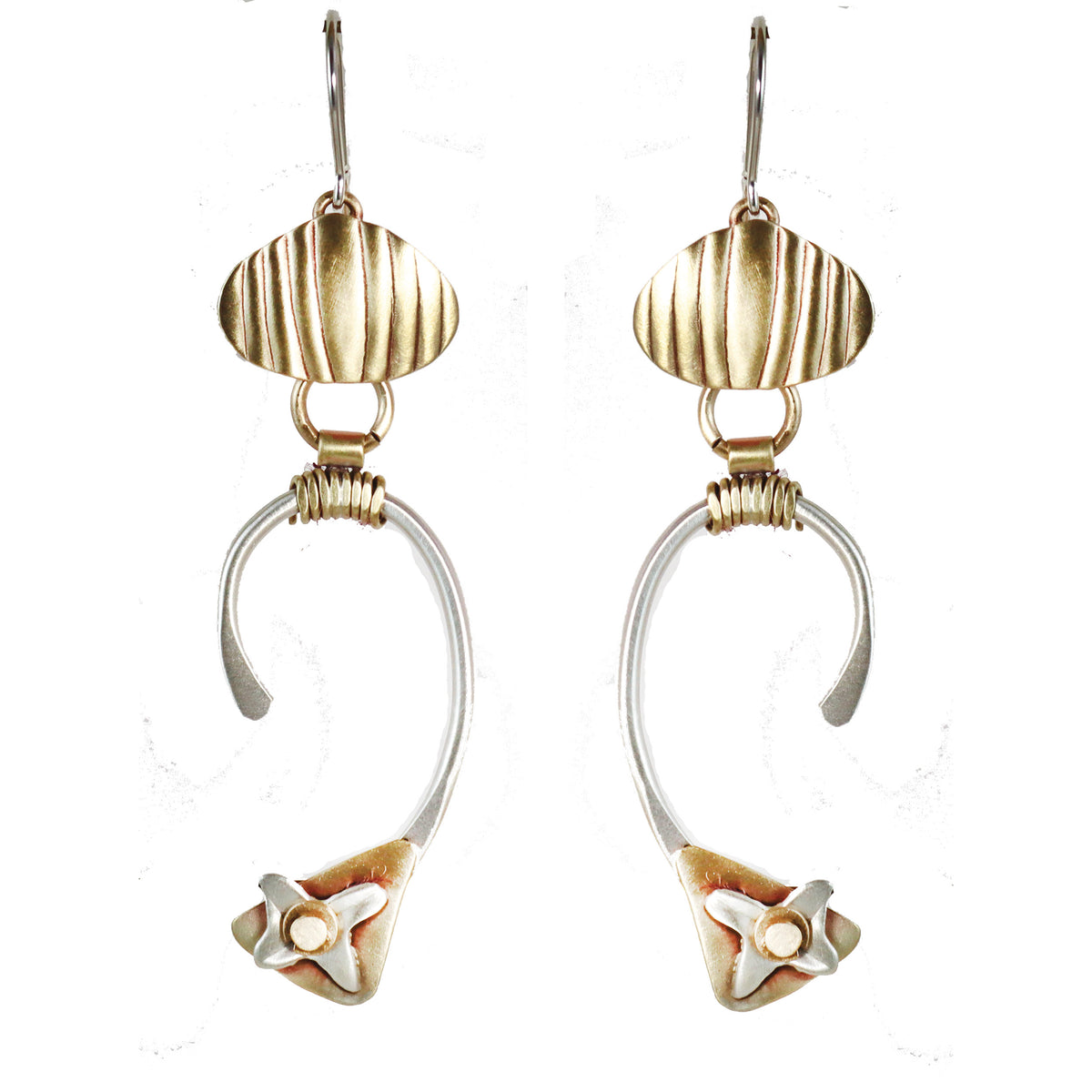 Jumping Through Hoops Sterling Silver & Brass Earrings - Whitney Designs Ltd