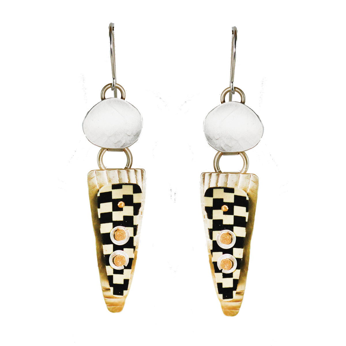 Tapestry Earrings Sterling Silver, Brass, & Polymer - Whitney Designs Ltd