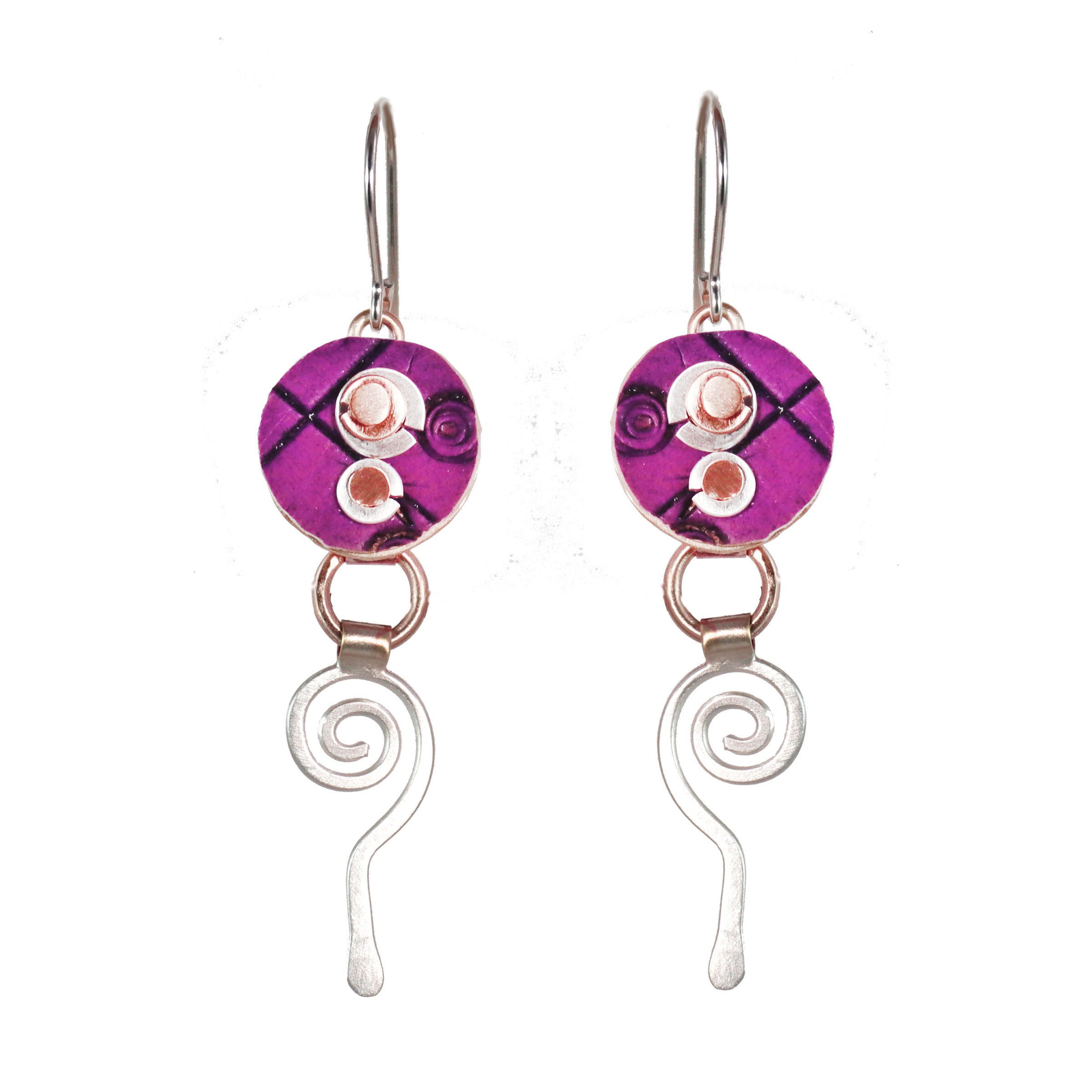 Splash of Delight  Brass and Silver Earrings