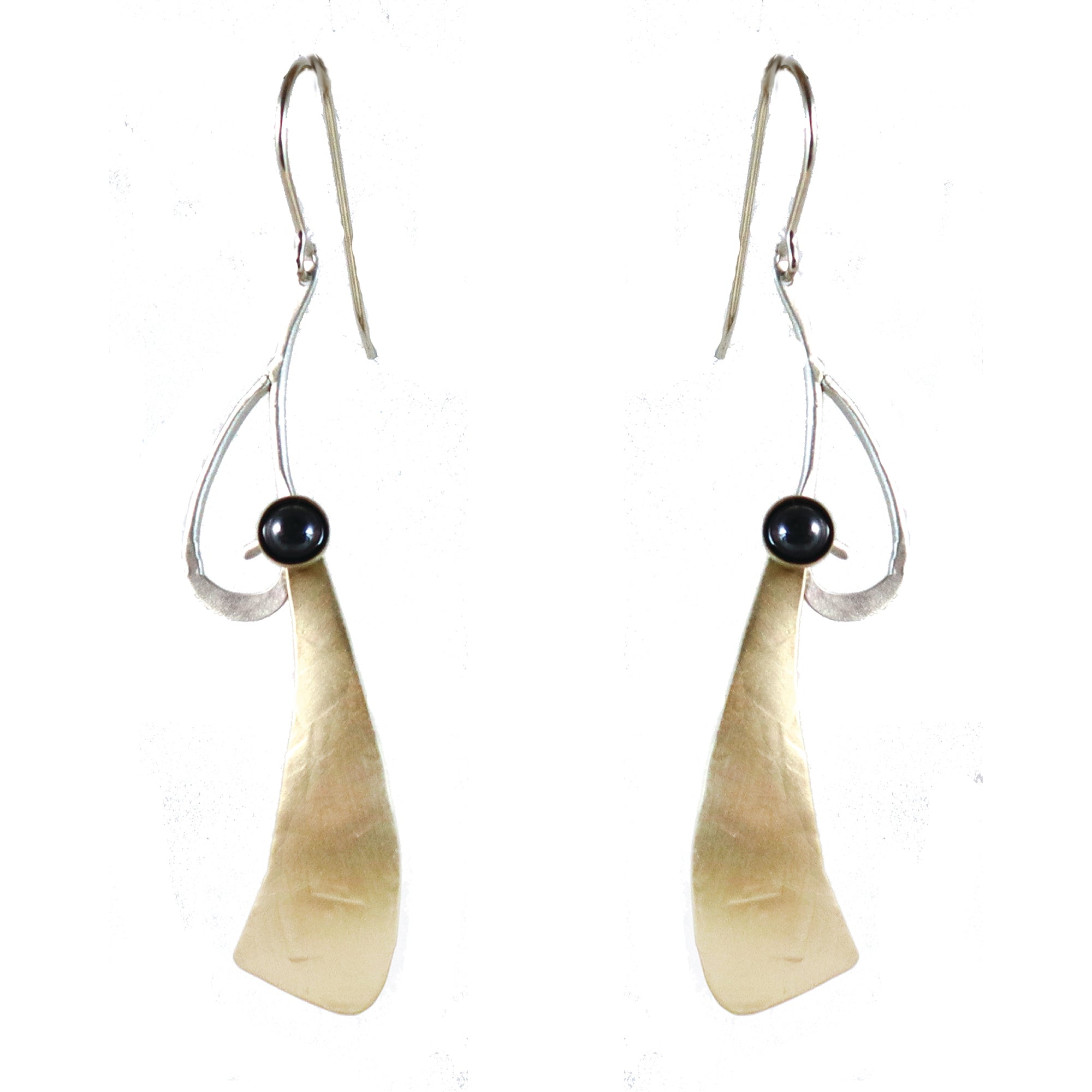 Art Nouveau  Brass and Sterling Silver and Hematite