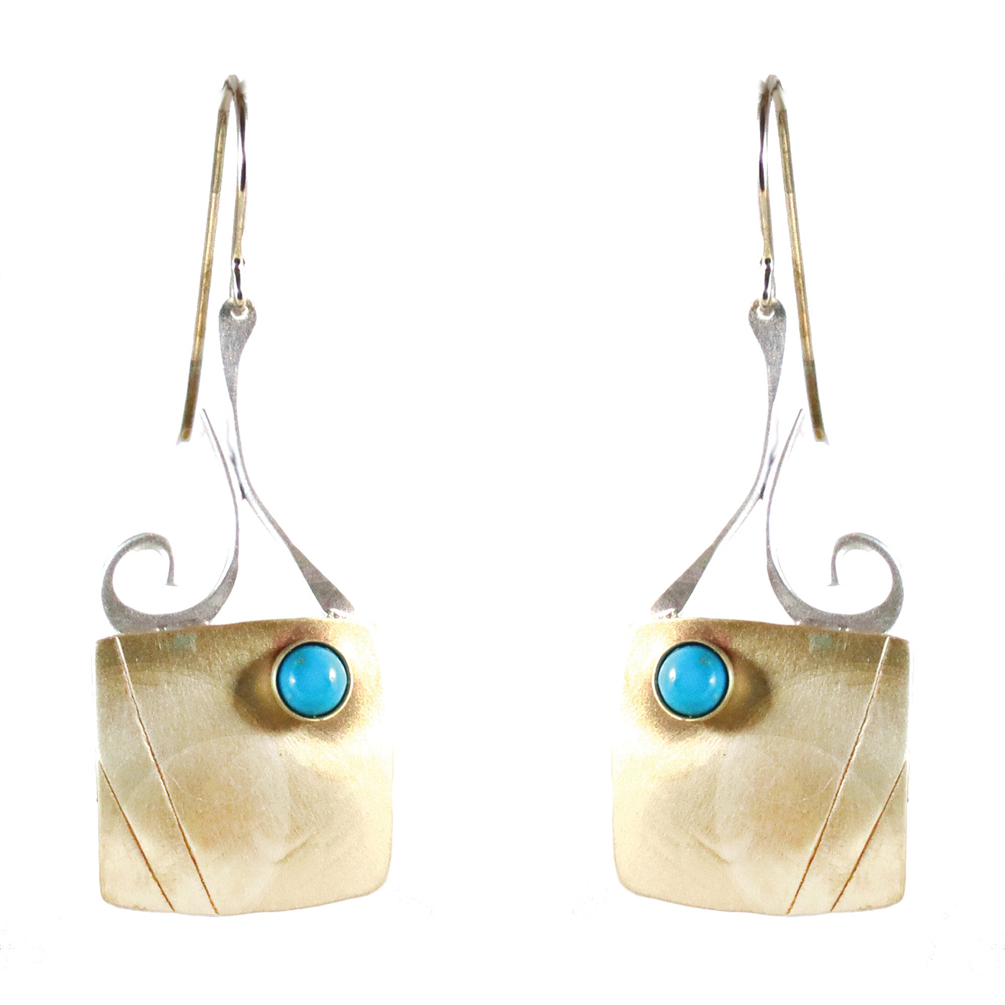 Art Nouveau  Brass and Sterling Silver and Turquoise