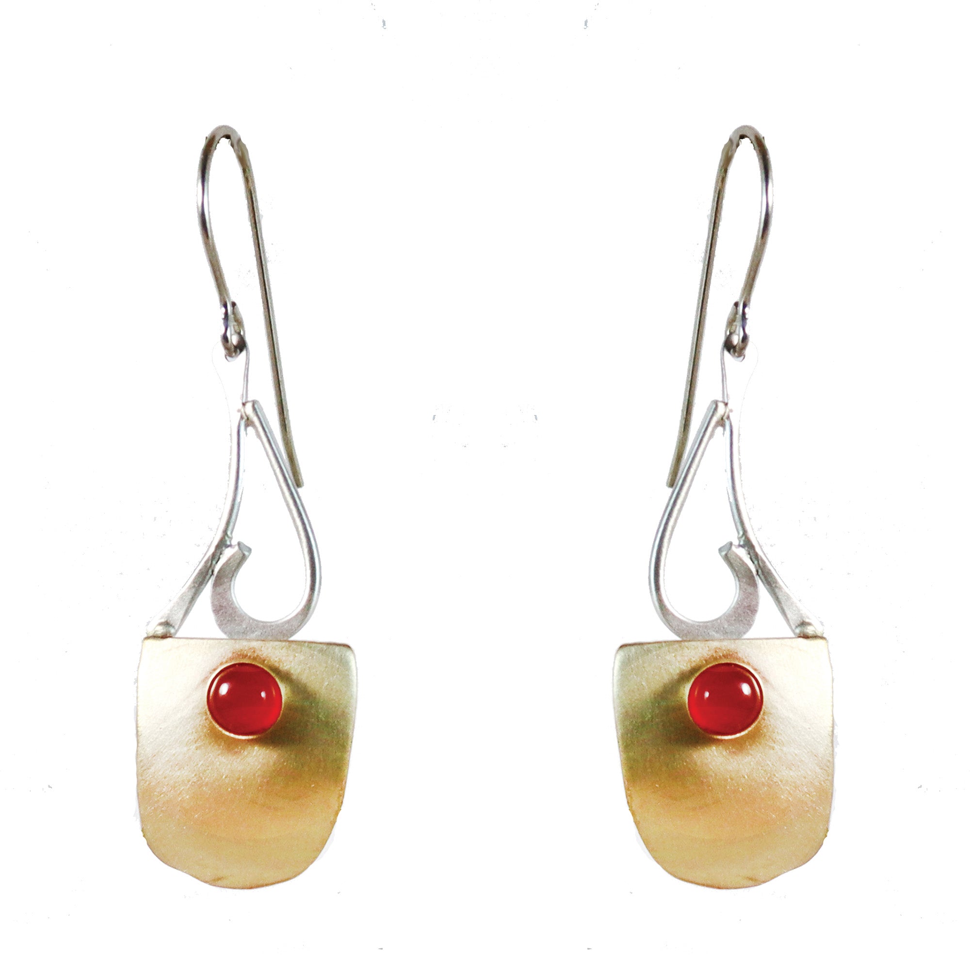 Art Nouveau  Brass and Sterling Silver and Carnelian