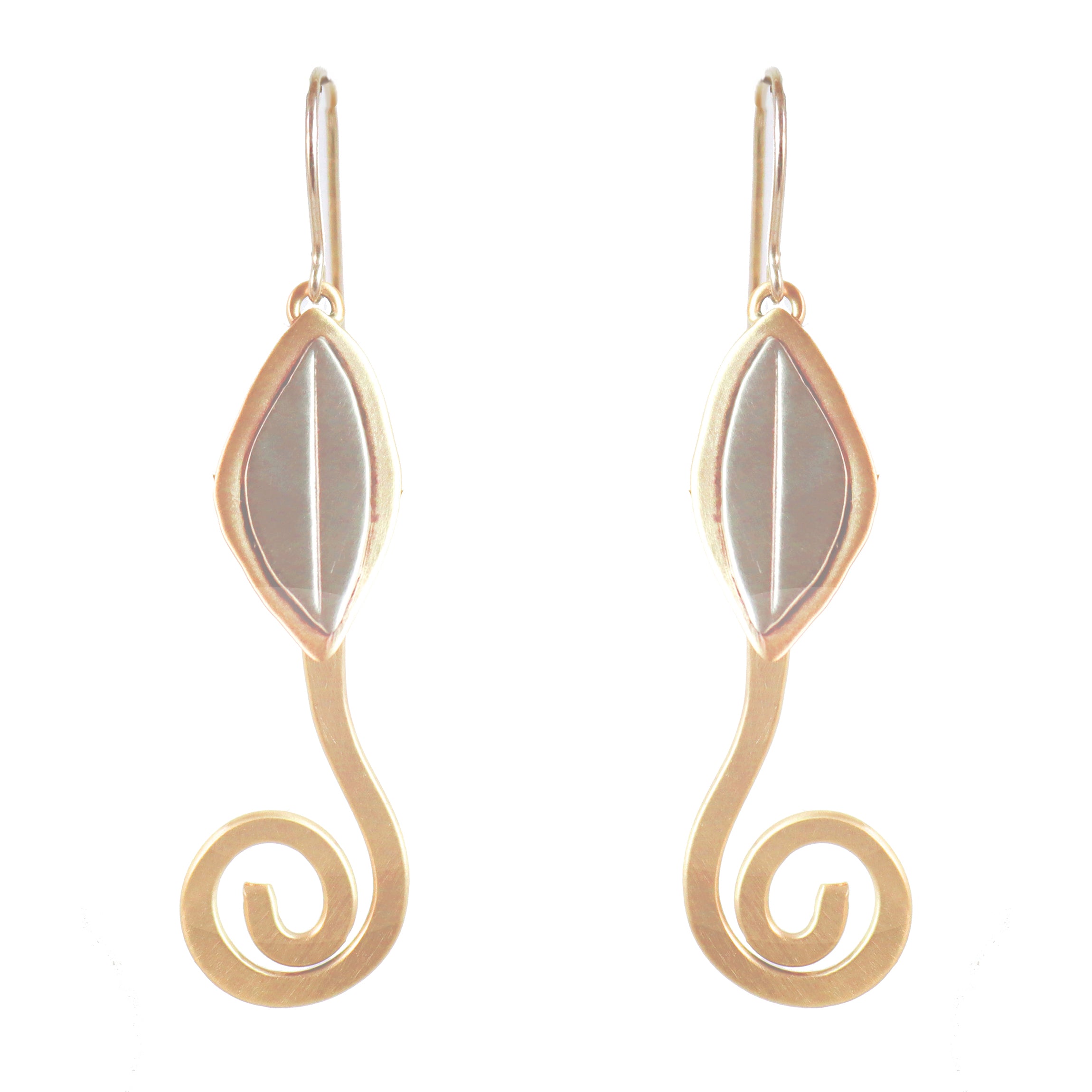 Swirls Earrings Nickel Silver and Brass with Leaves