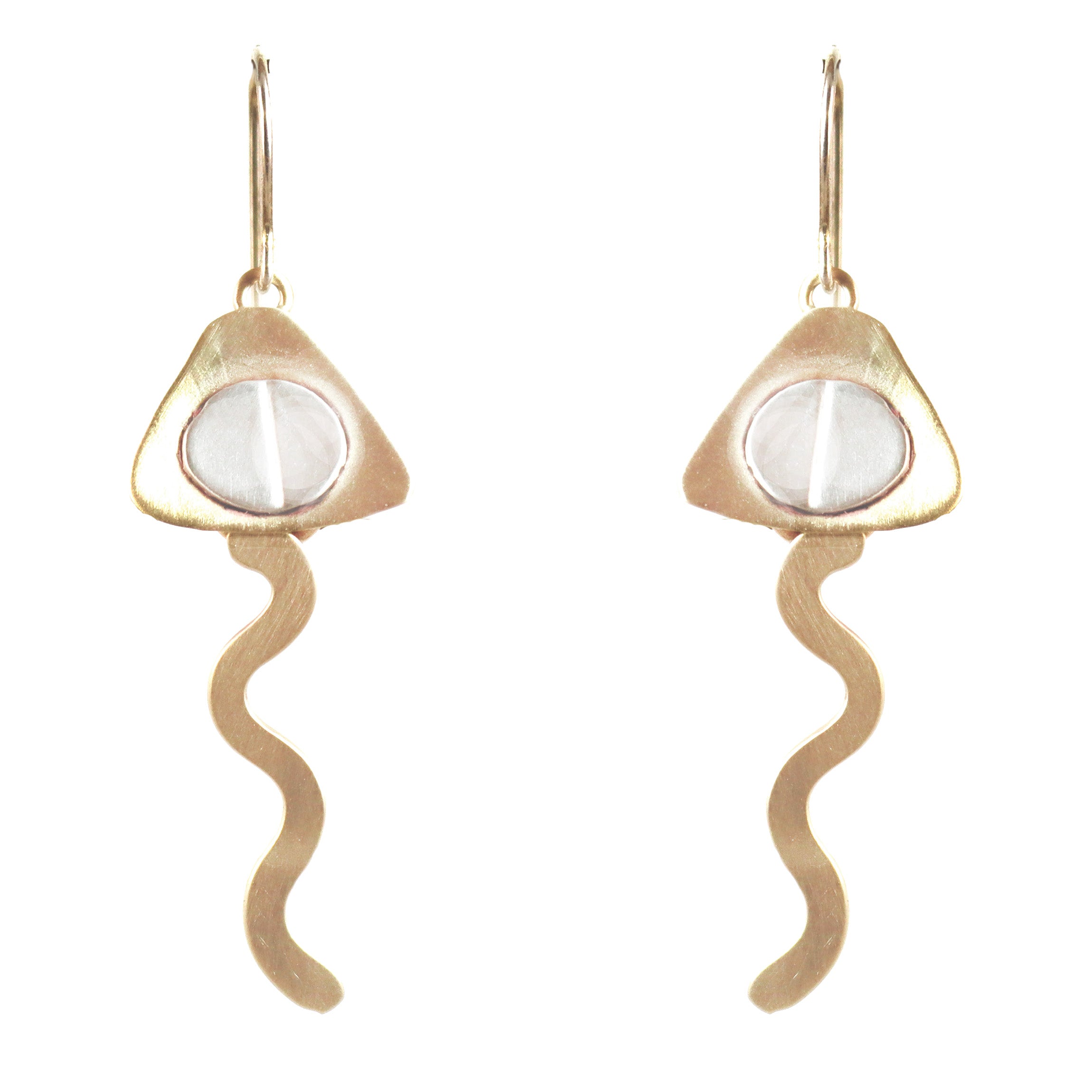Swirls Earrings Nickel Silver and Brass with Brass  Triangle