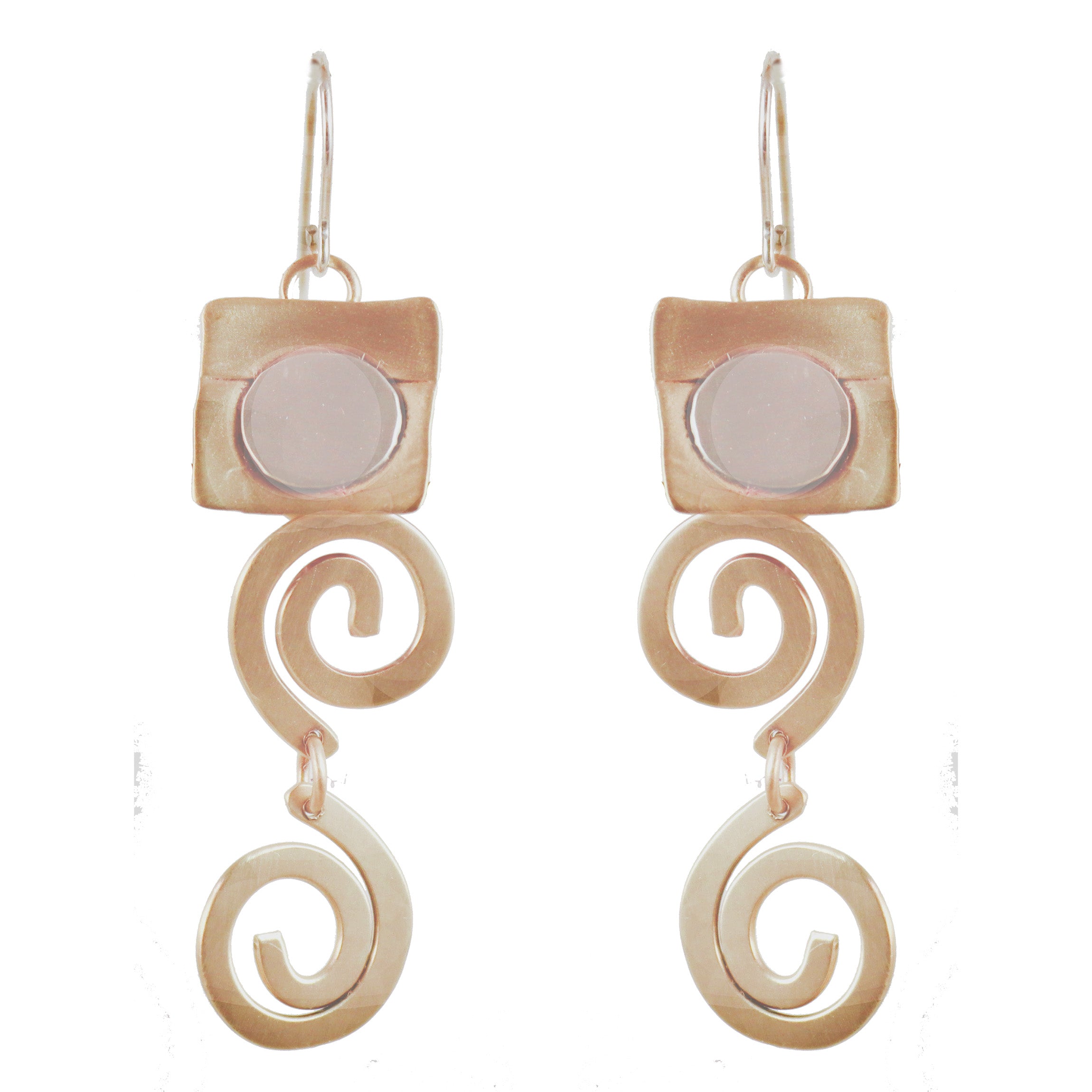 Swirls Earrings Nickel Silver and Brass with  2 Sweeping Turns