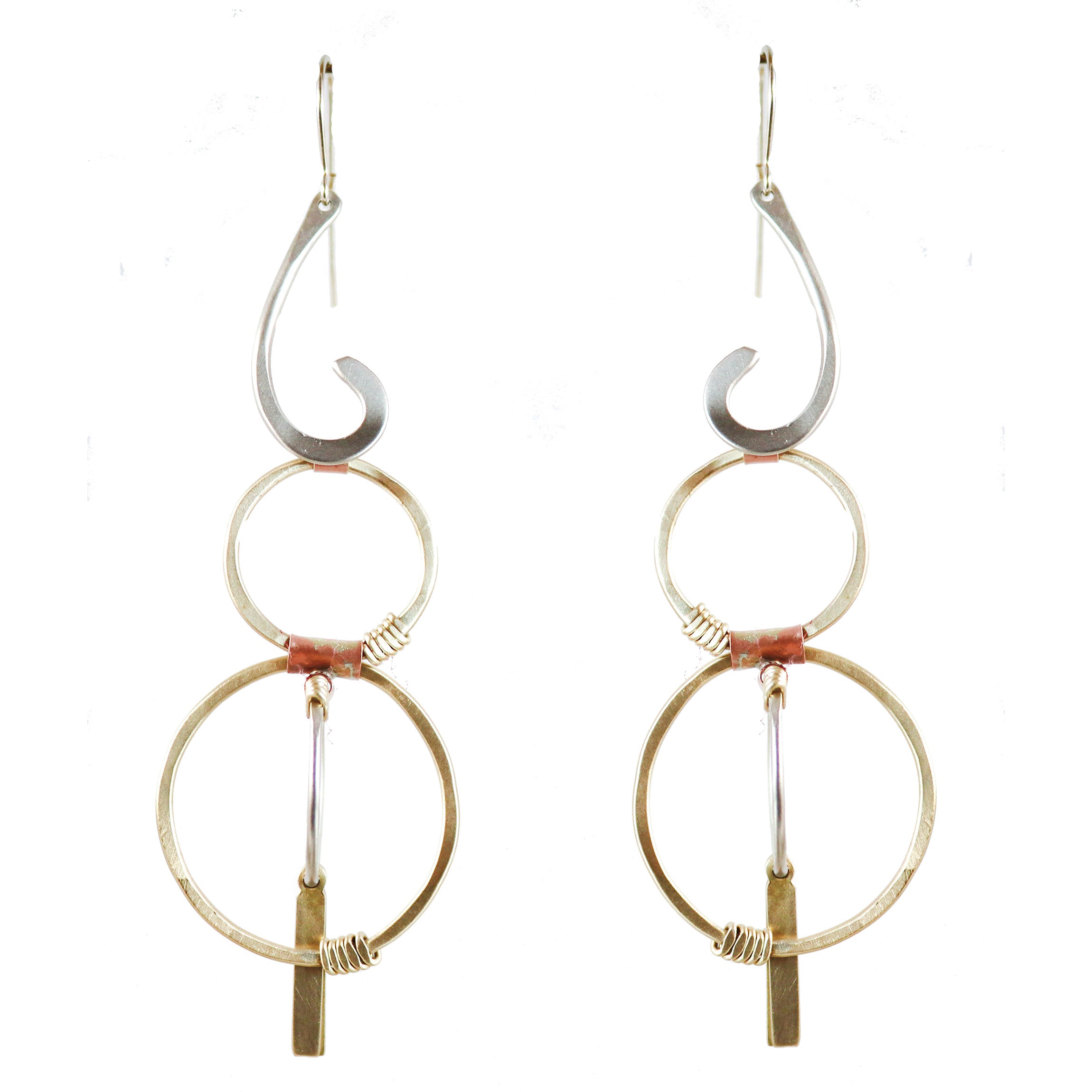 Hoopings Brass,Copper,and Nickel Silver Earrings