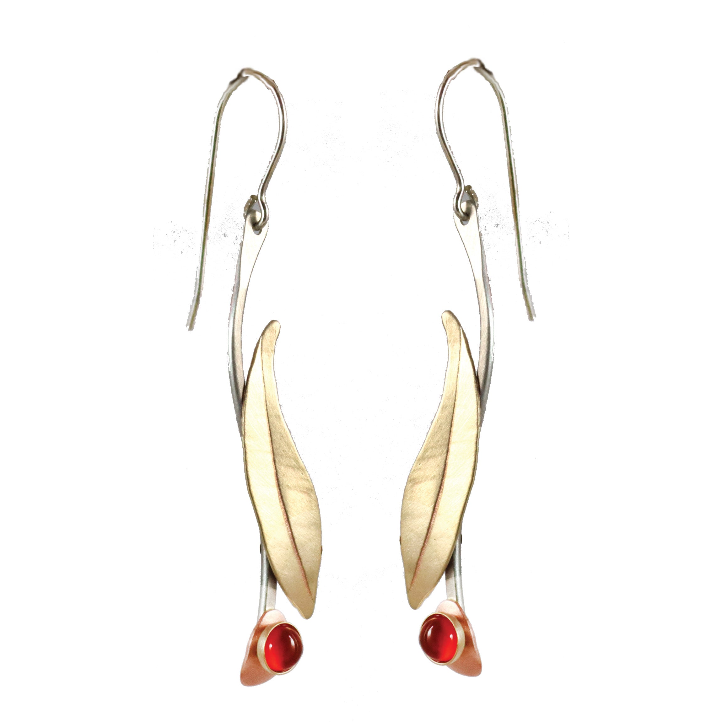 Garden Path Earrings with Sterling Silver and Brass Carnelian
