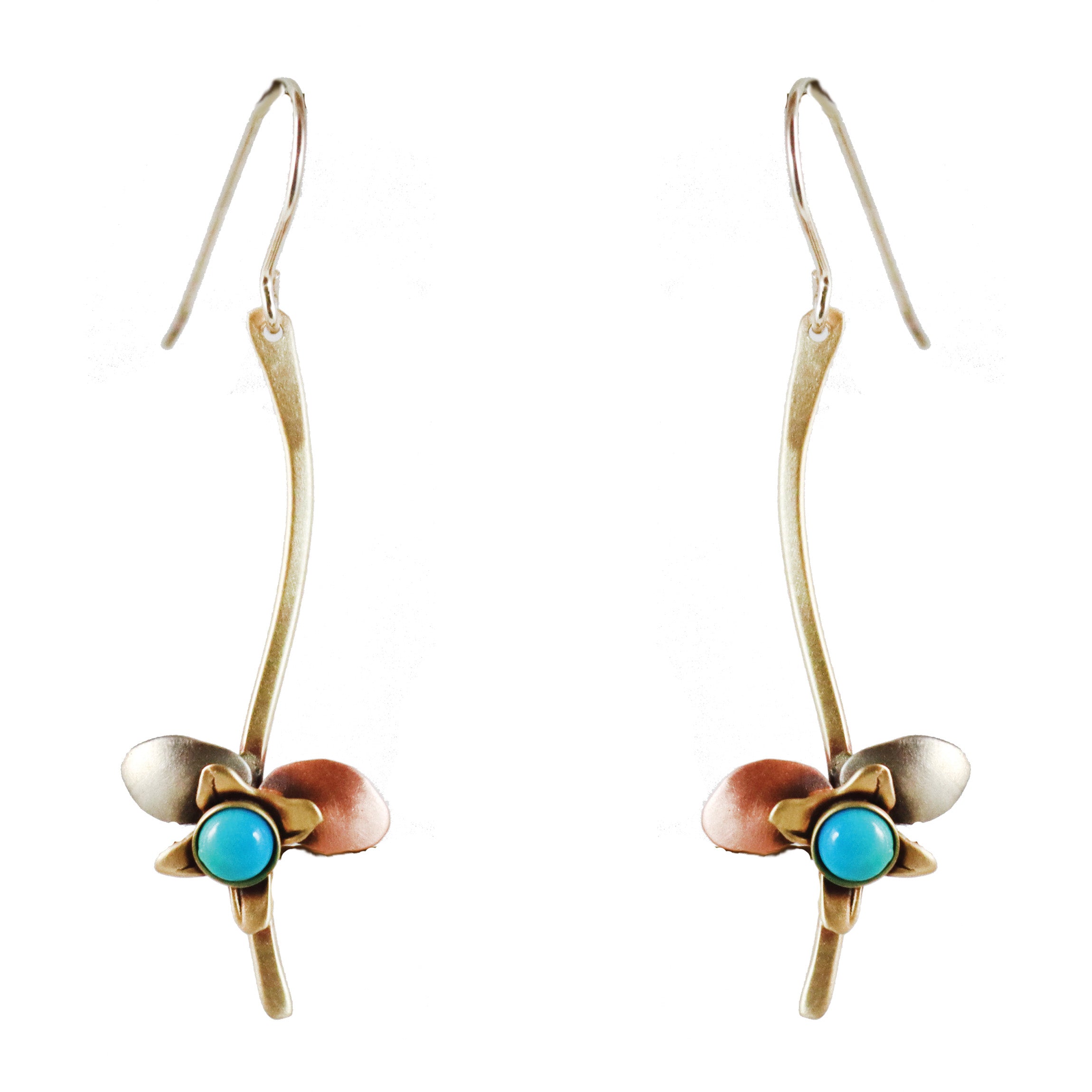 Garden Path Earrings with Nickel Silver and Brass Turquoise