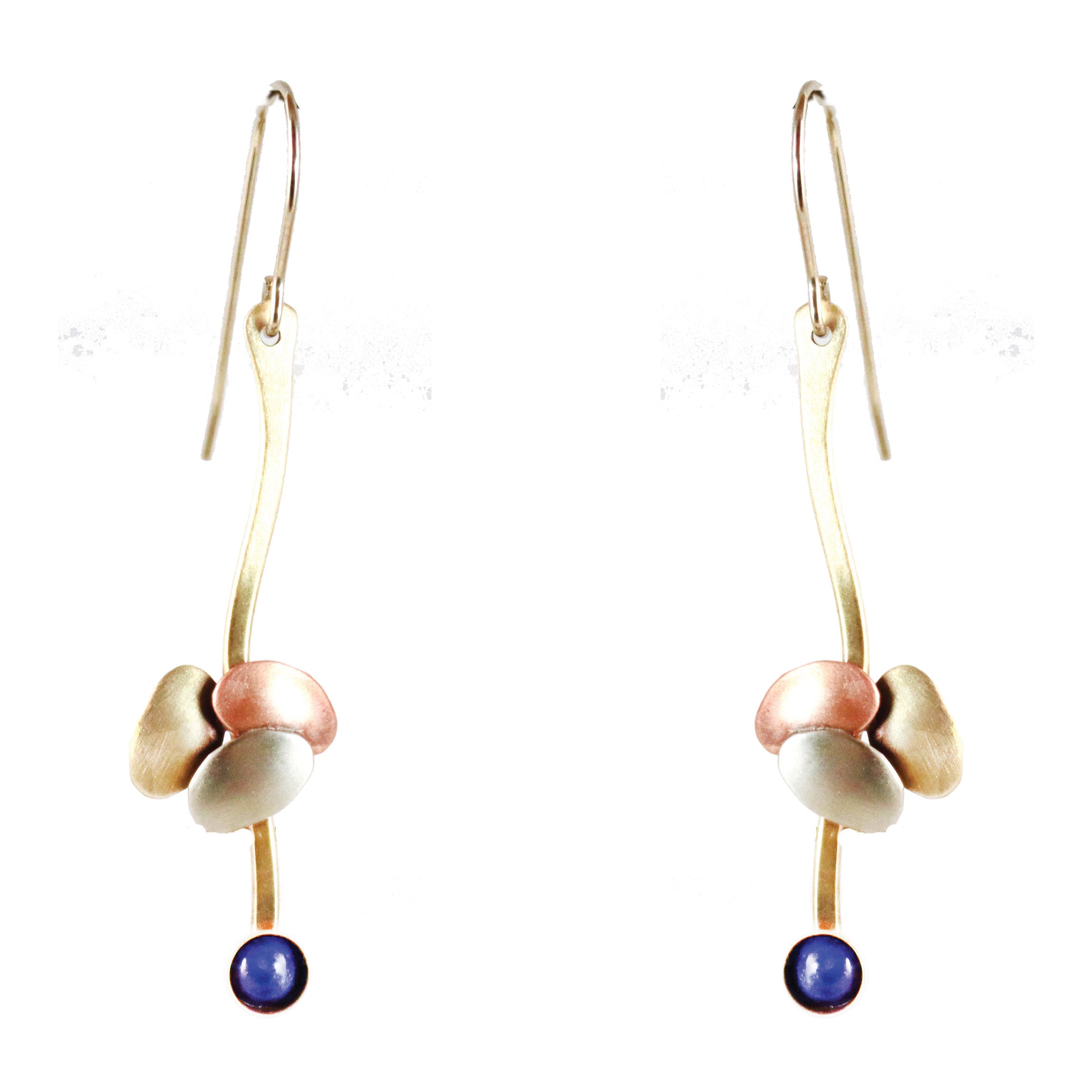 Garden Path Earrings with Nickel Silver and Brass Denim Lapis