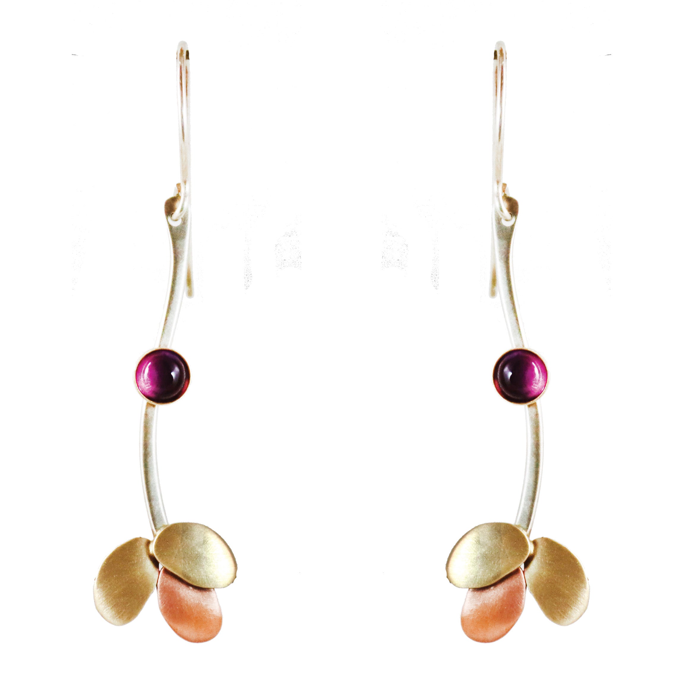 Garden Path Earrings with Nickel Silver and Brass Amethyst