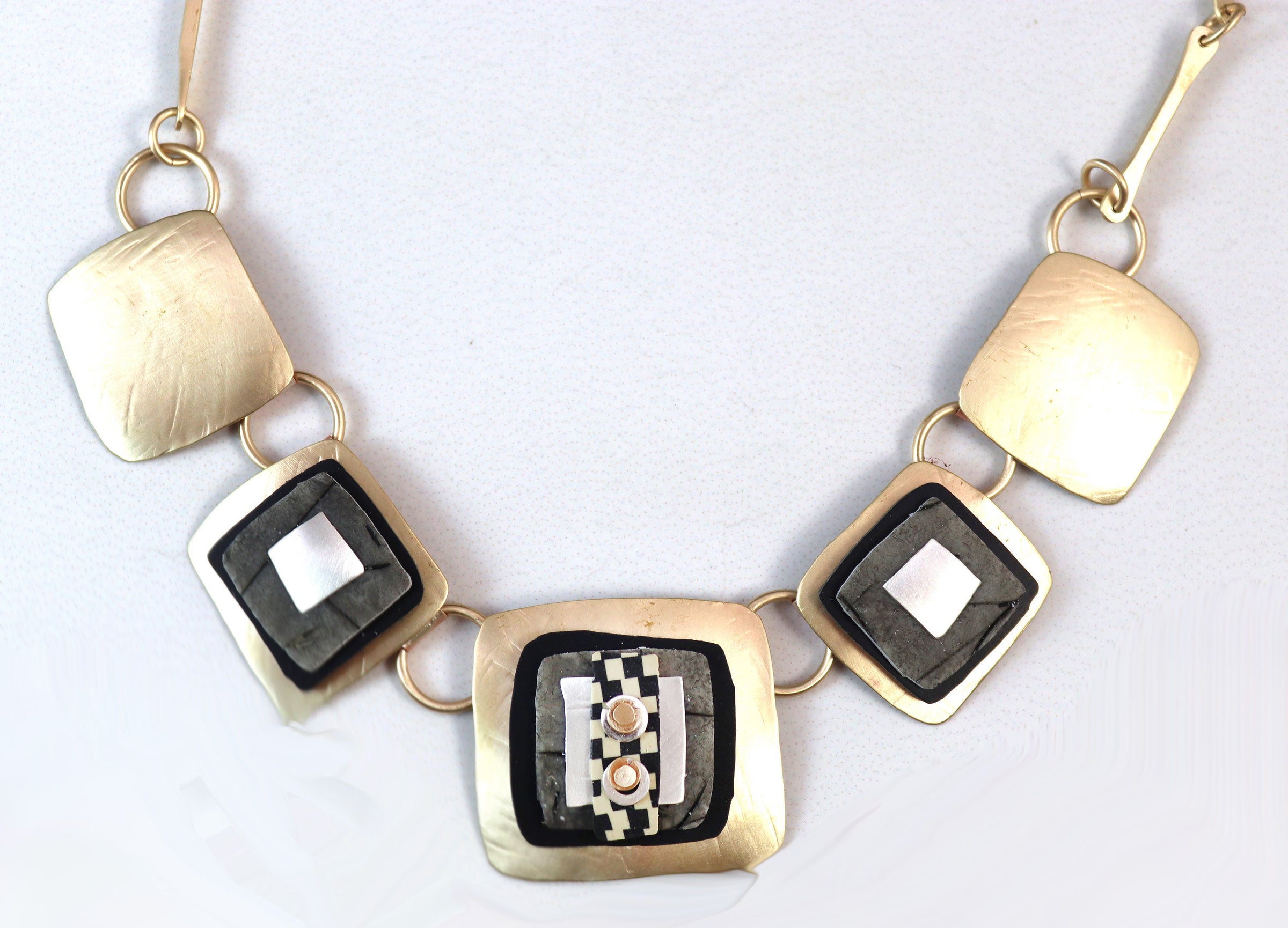Patterned Tapestry Necklace with Polymer Clay
