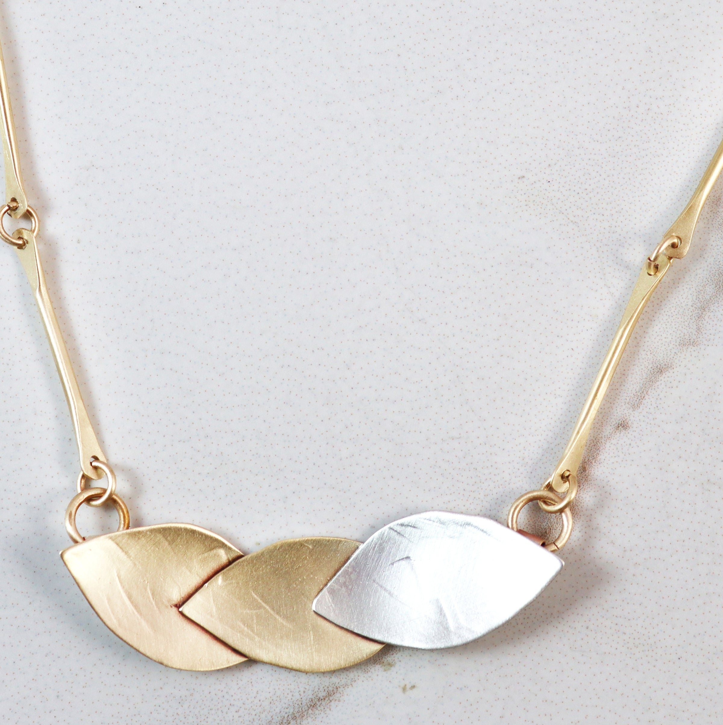 Deco  Brass and Sterling Silver Necklace