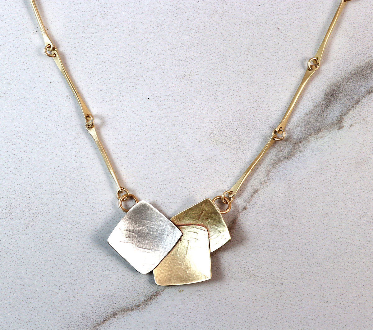 .Deco Sterling and Brass Necklace - Whitney Designs Ltd