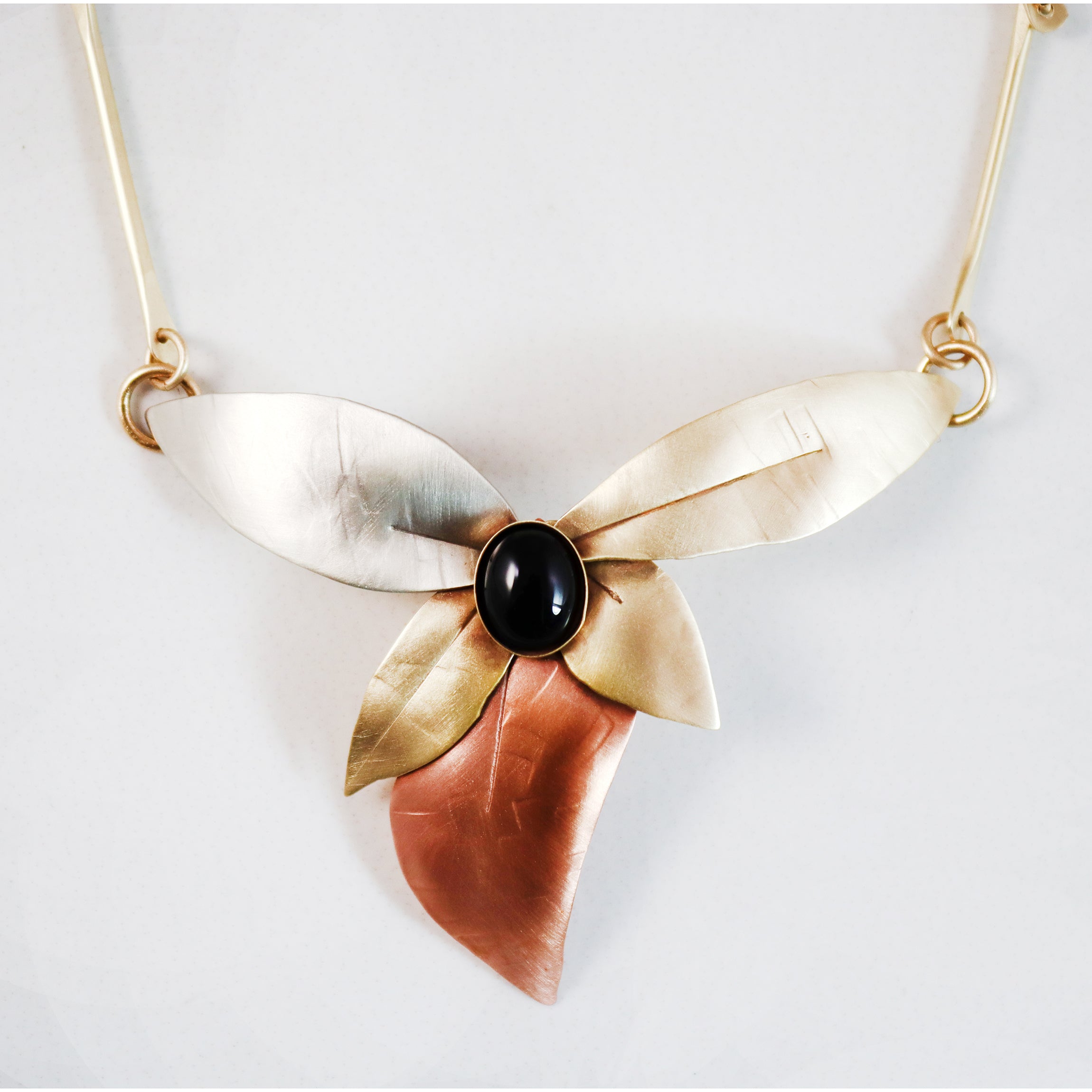 Garden Path Necklace in Onyx, Brass, Copper & Nickel Silver