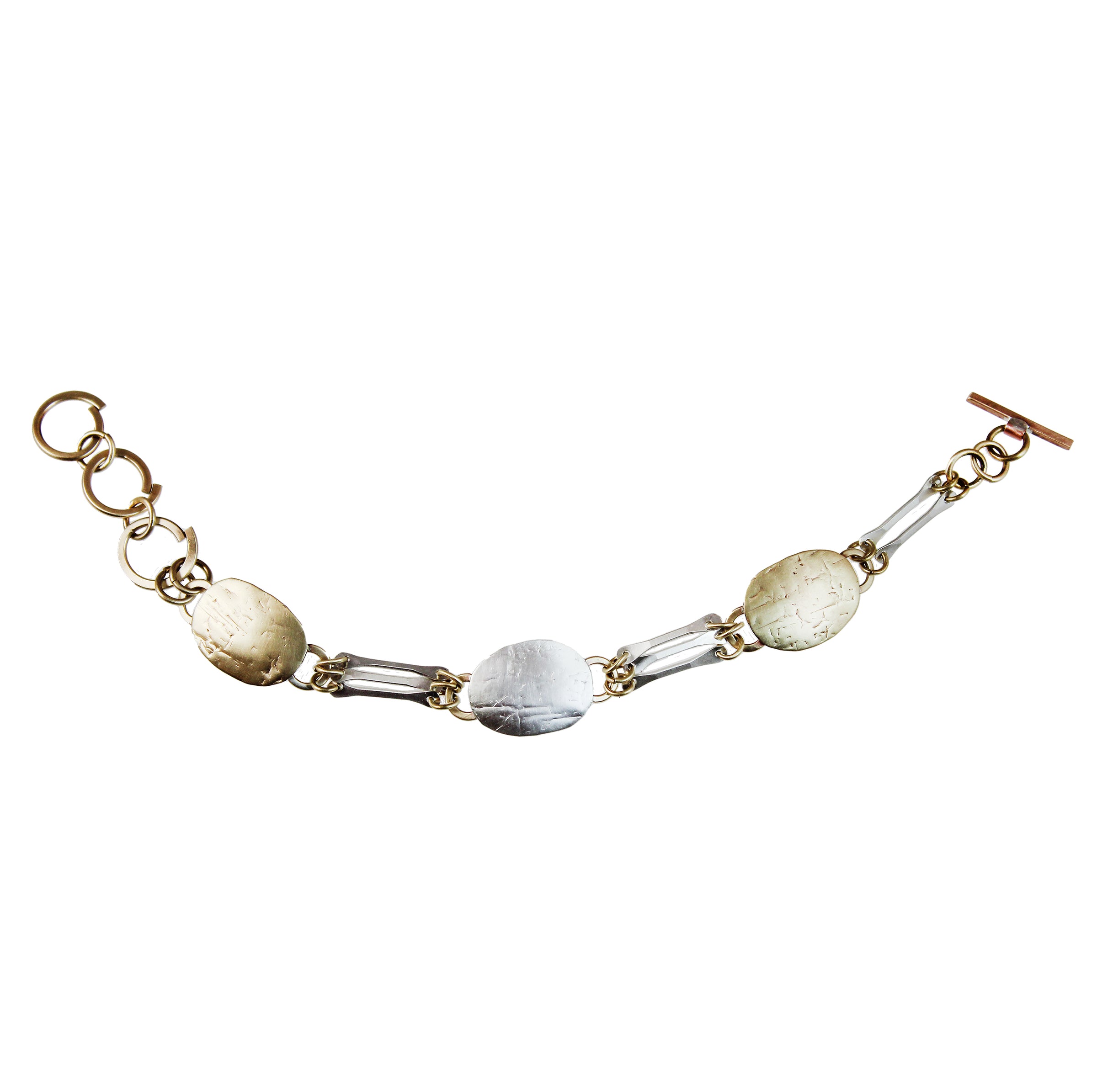 Slinky Link Sterling Silver and Brass Bracelet