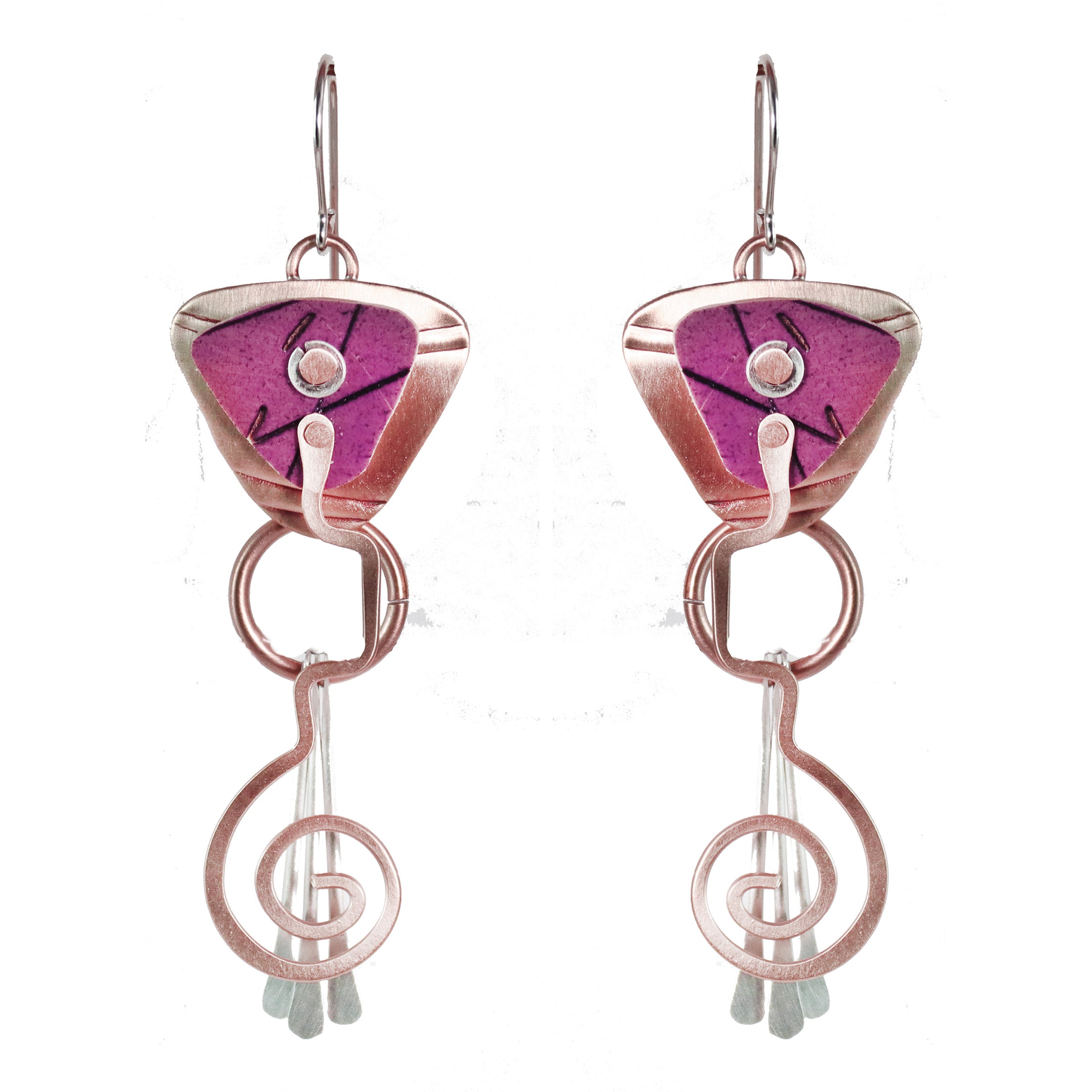 Splash of Delight  Brass and Silver Earrings