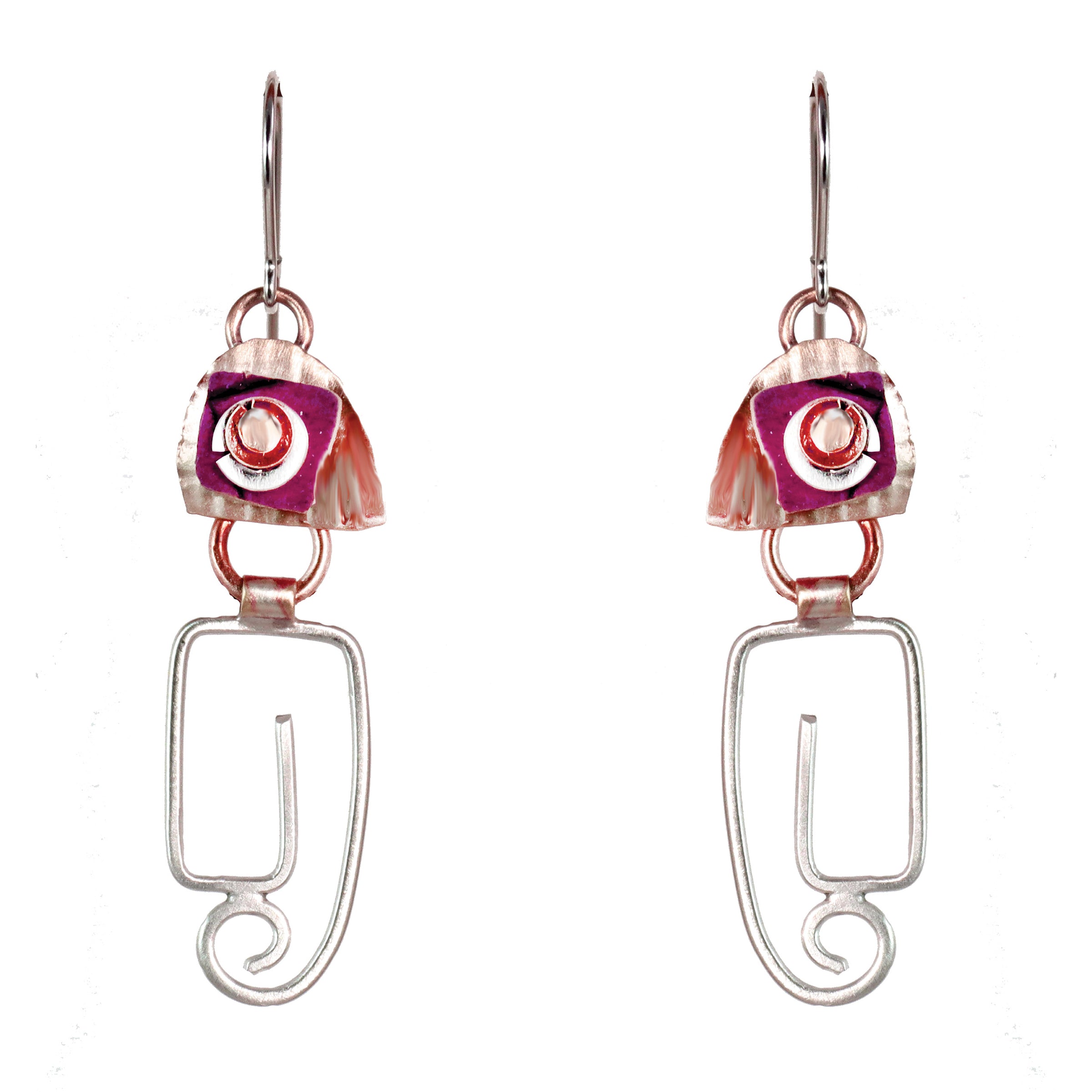 Splash of Delight  Brass and Silver Earrings