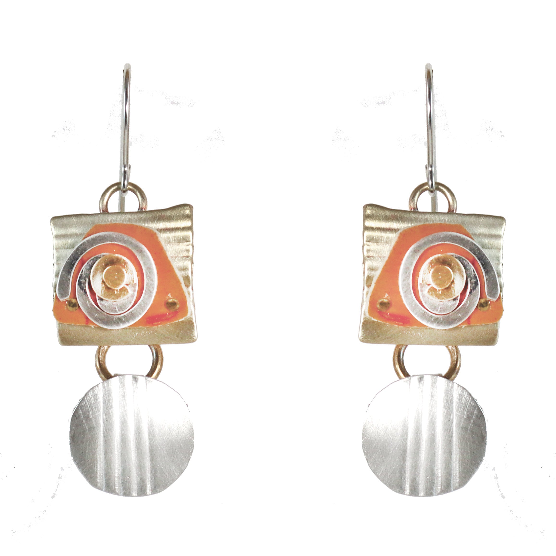 Splash of Delight  Brass and Silver Earrings