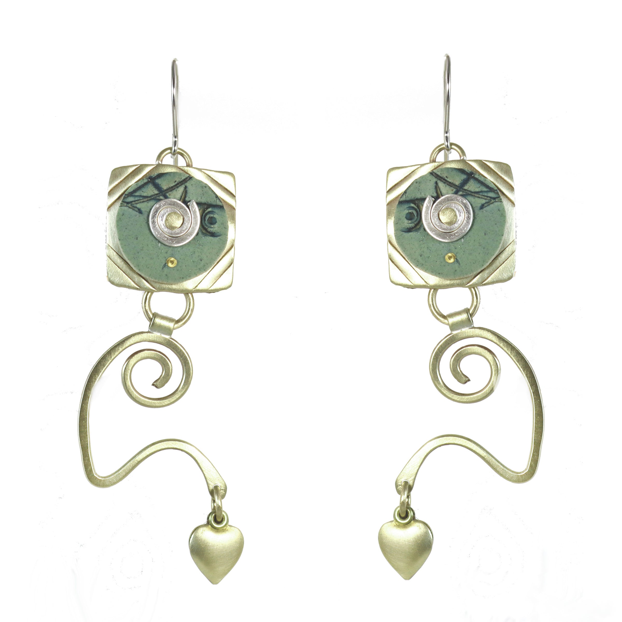 Splash of Delight  Brass and Silver Earrings