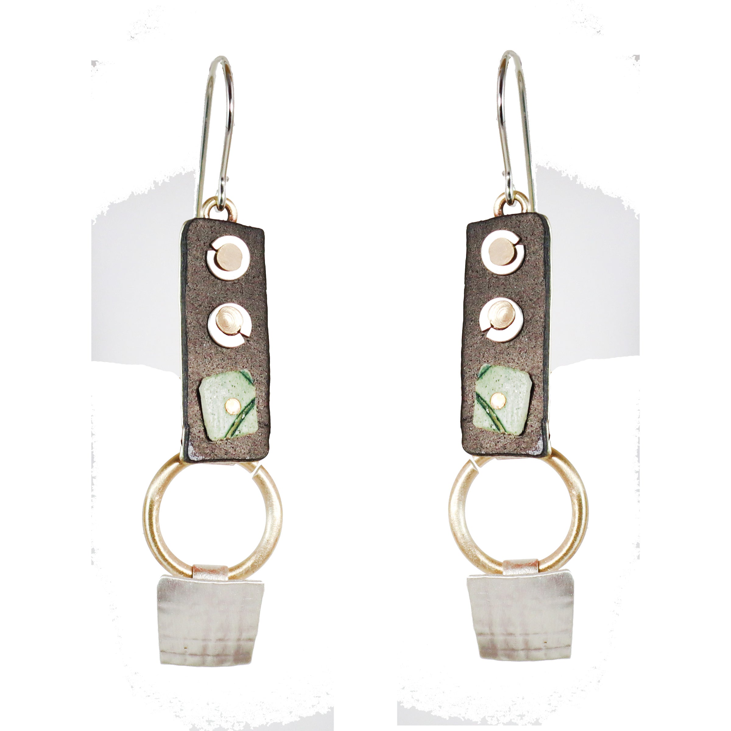 Splash of Delight  Brass and Silver Earrings