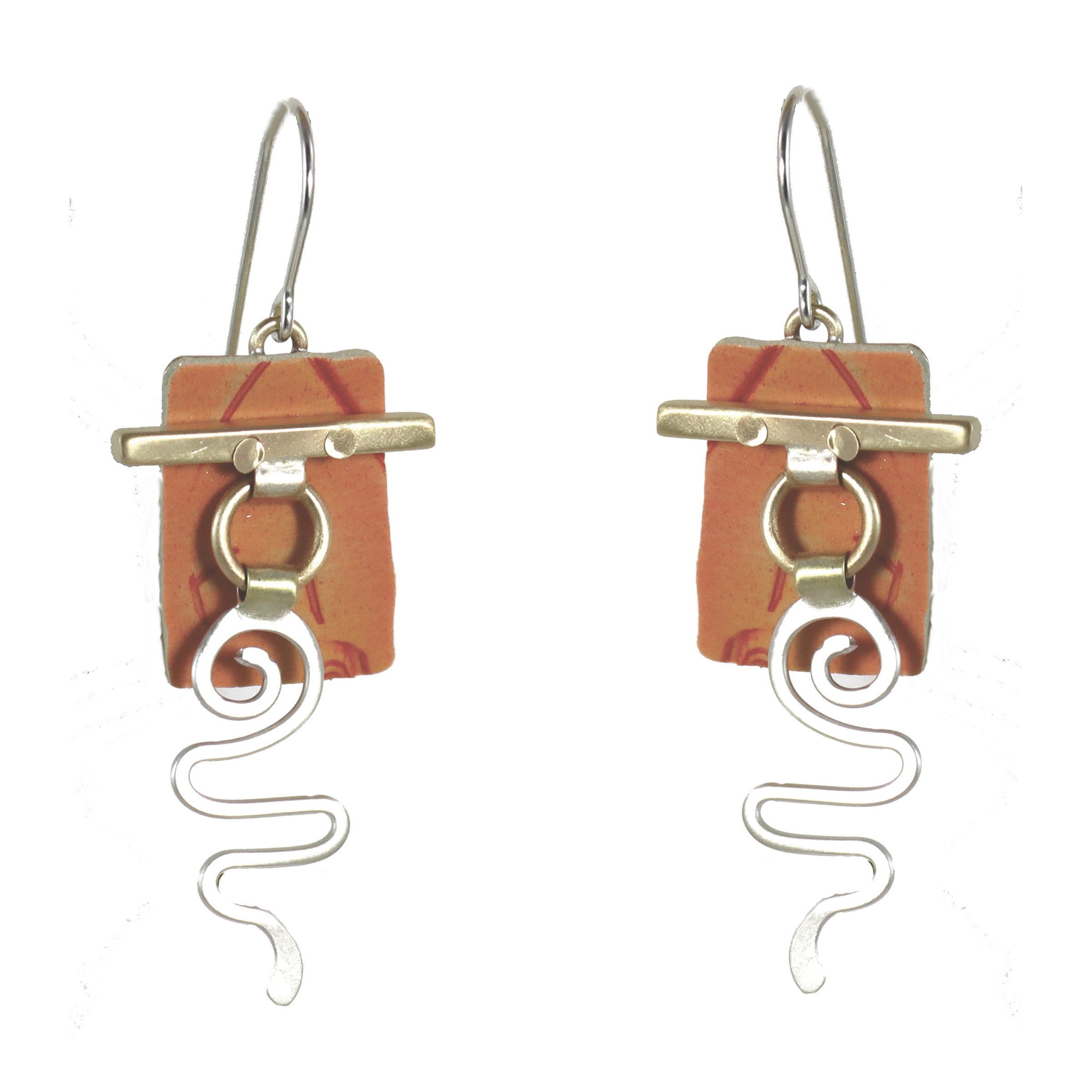 Splash of Delight  Brass and Silver Earrings