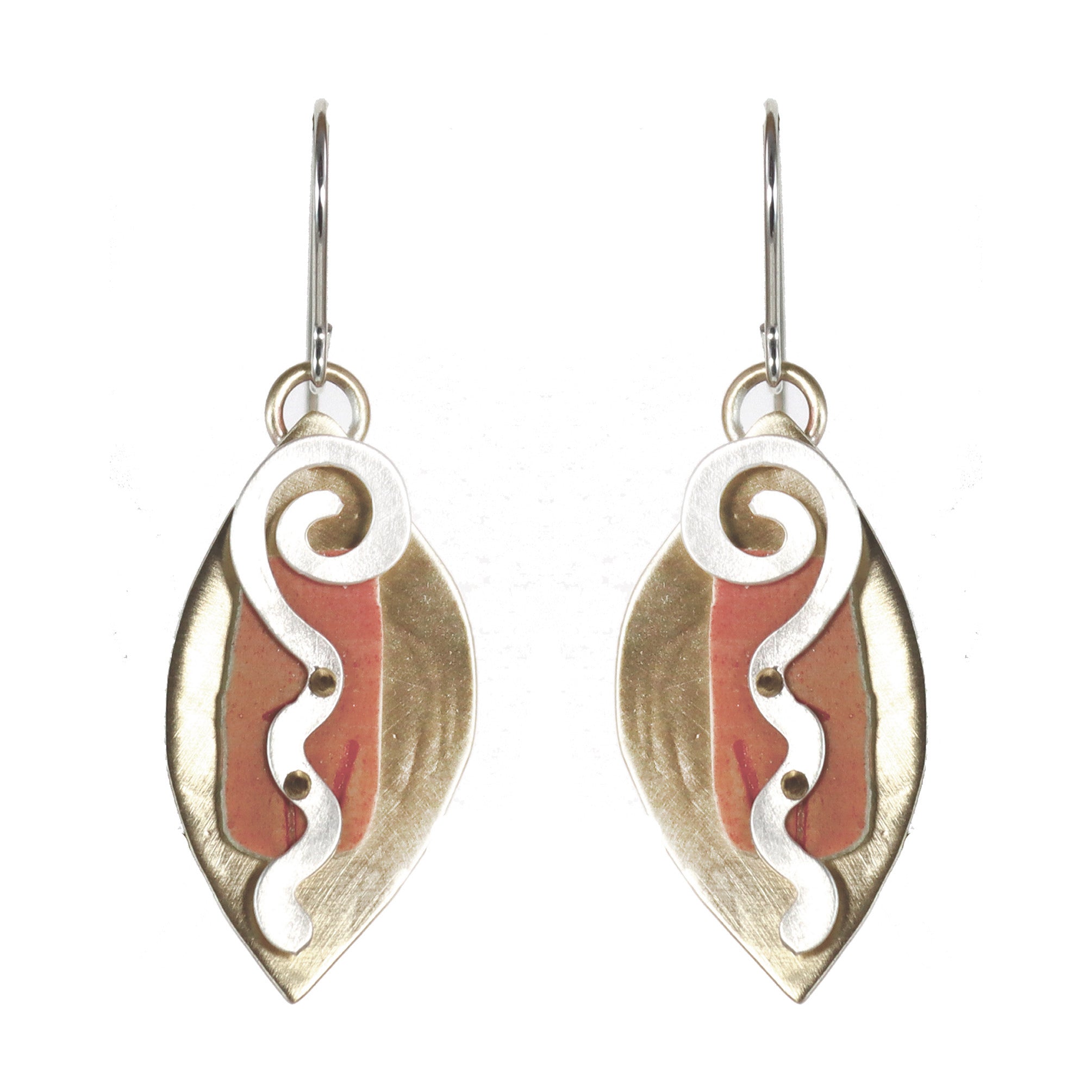 Splash of Delight  Brass and Silver Earrings